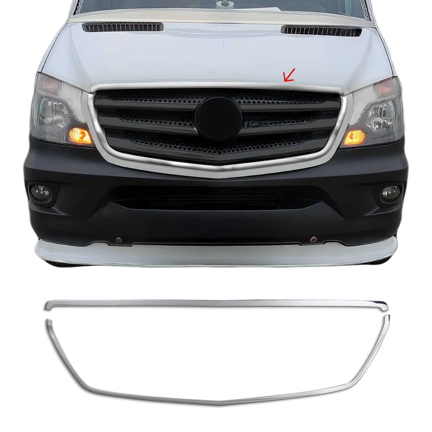 Kühlergrill Leiste Grillleisten für Mercedes Sprinter 2013-18 Edelstahl Chrom 2x