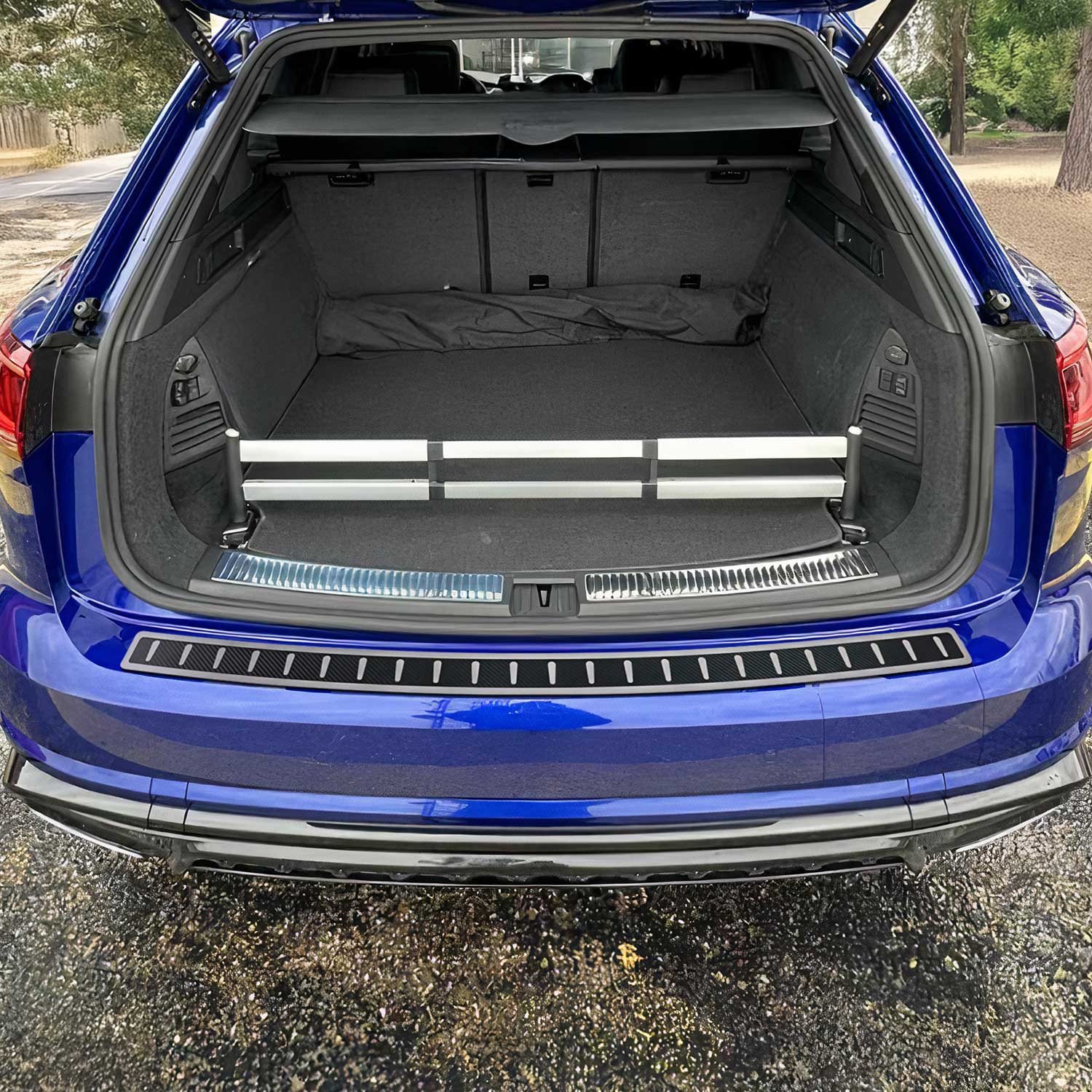Ladekantenschutz Stoßstange für VW Touareg 2018-2026 Edelstahl Kohlefaserfolien