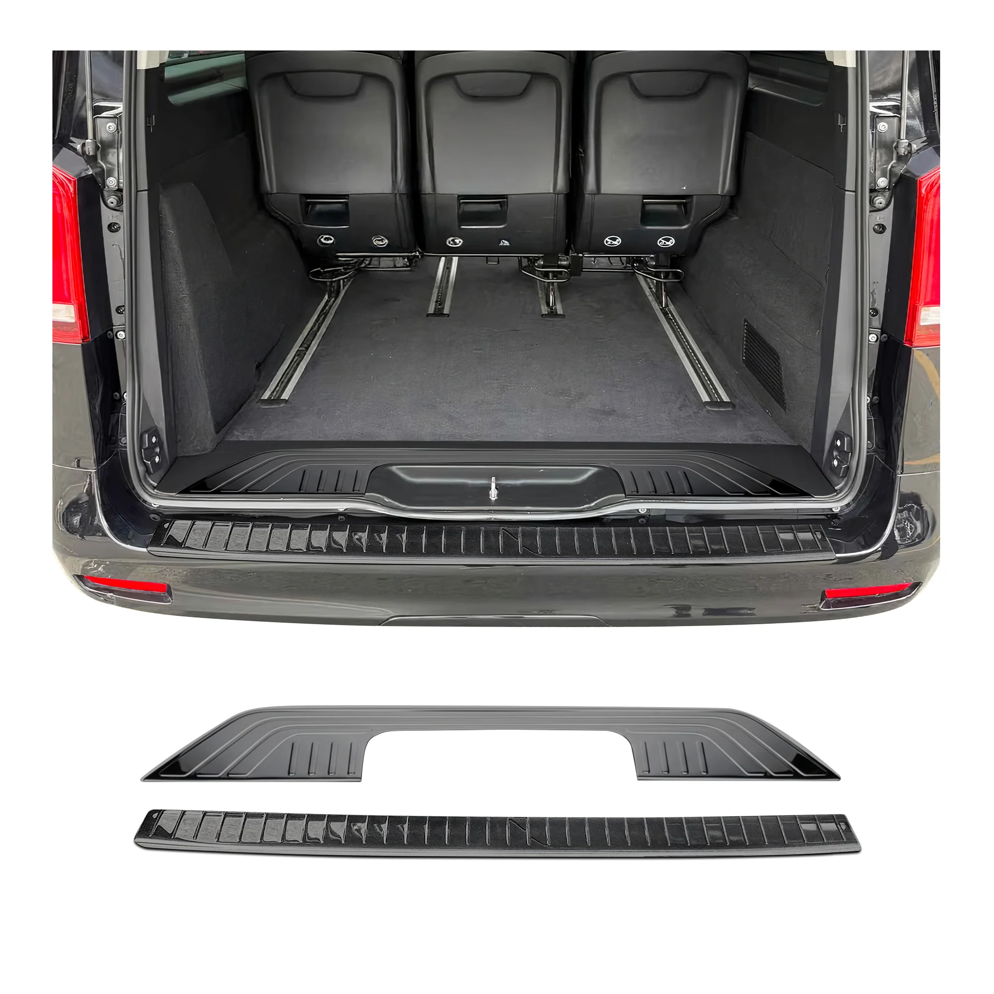 Chrom Satz Ladekantenschutz & Stoßstange für Mercedes Vito W447 2014-26 Dunkel