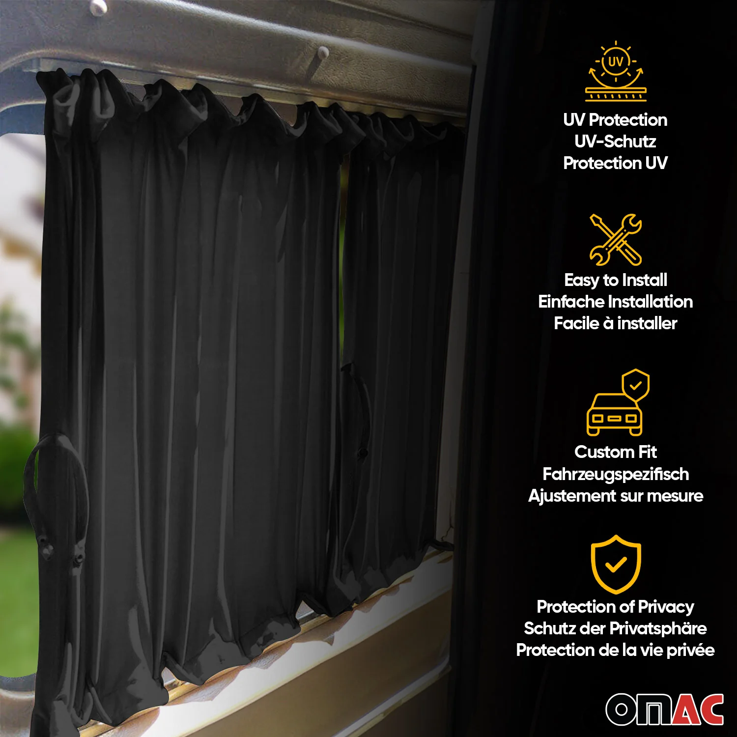 Sonnenschutz Gardinen MAß Vorhänge für Citroen Jumpy 2016-2026 L3 Schwarz 10x - Image 3