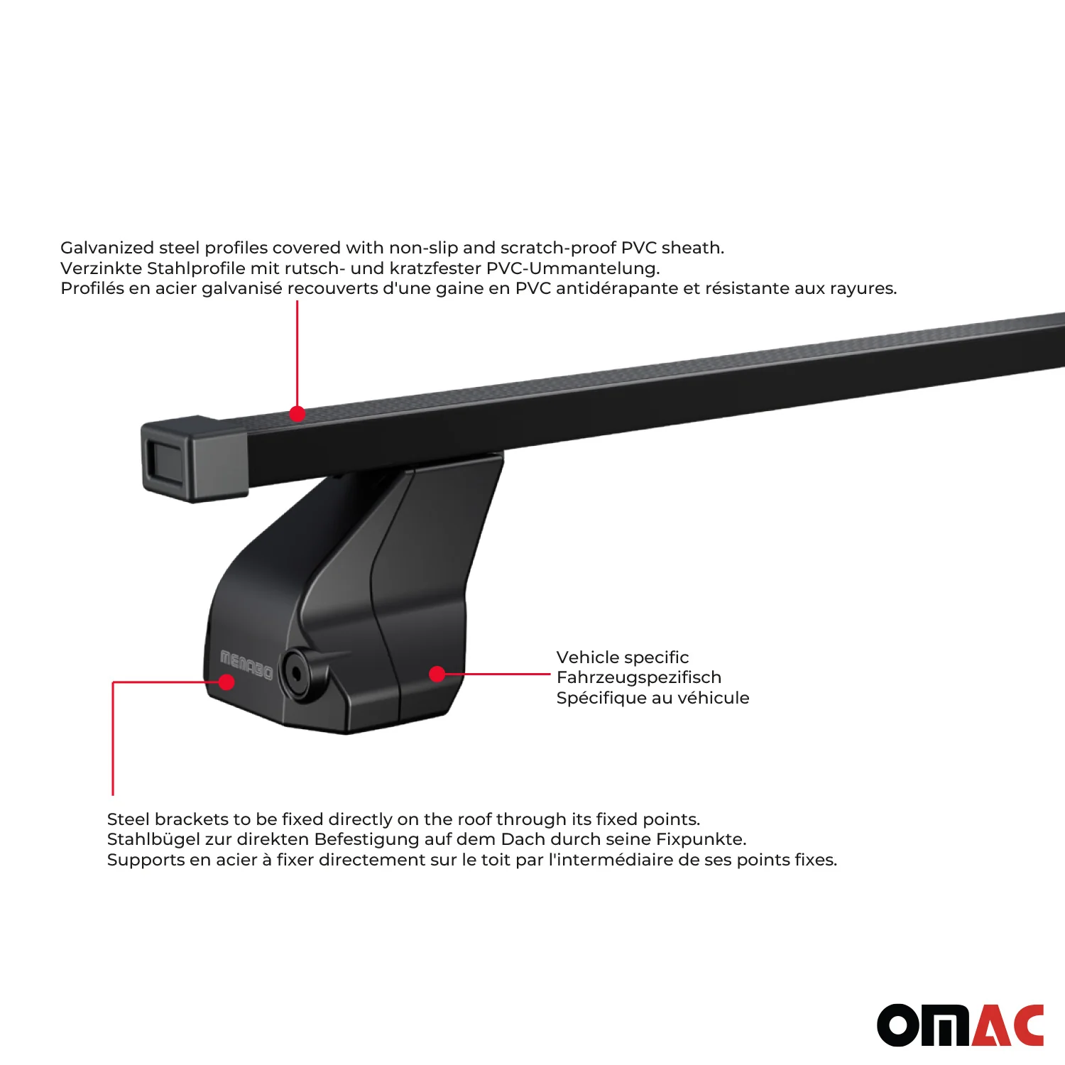 Menabo Dachträger für BMW 4er G22 G82 Coupe 2020-2026 75kg Stahl Schwarz 2x - Image 5