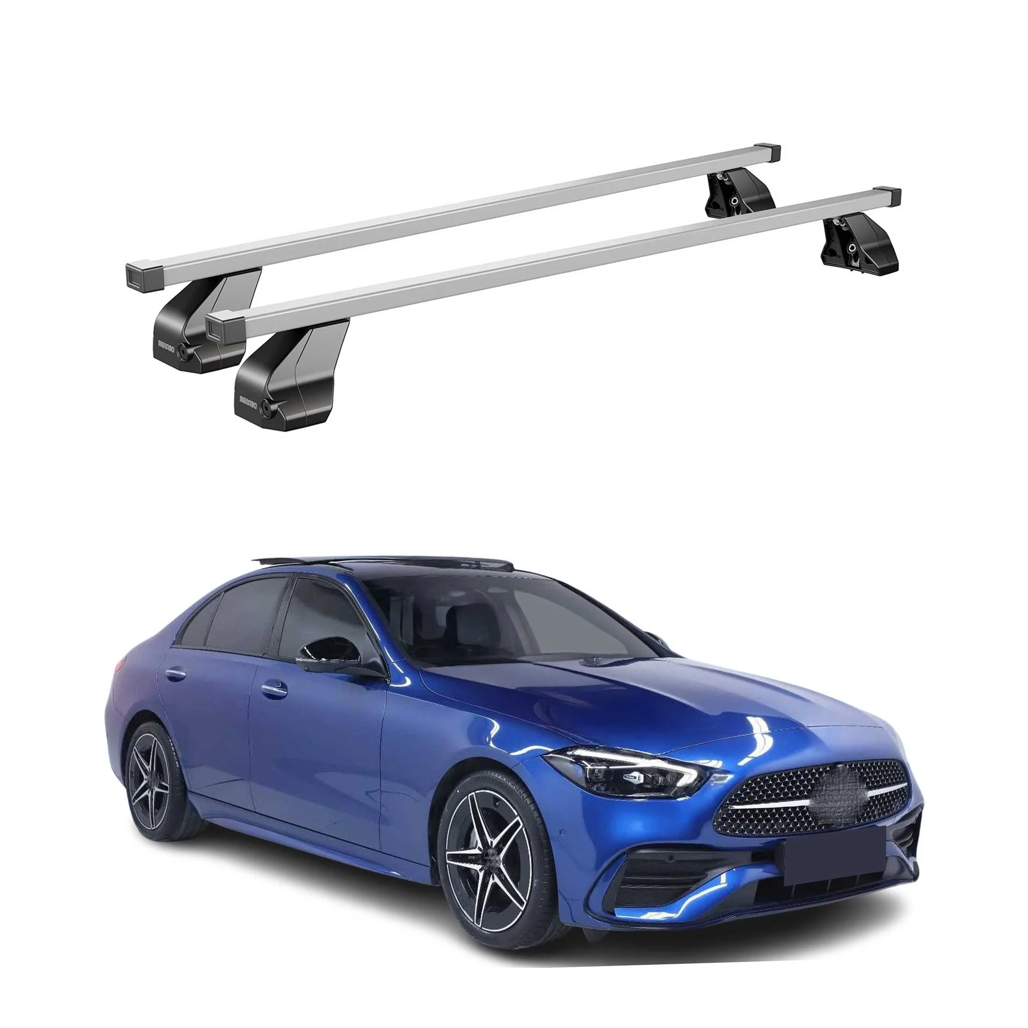 Menabo Dachträger für Mercedes C Klasse W206 Limo 2021-2025 75kg Stahl Silber 2x