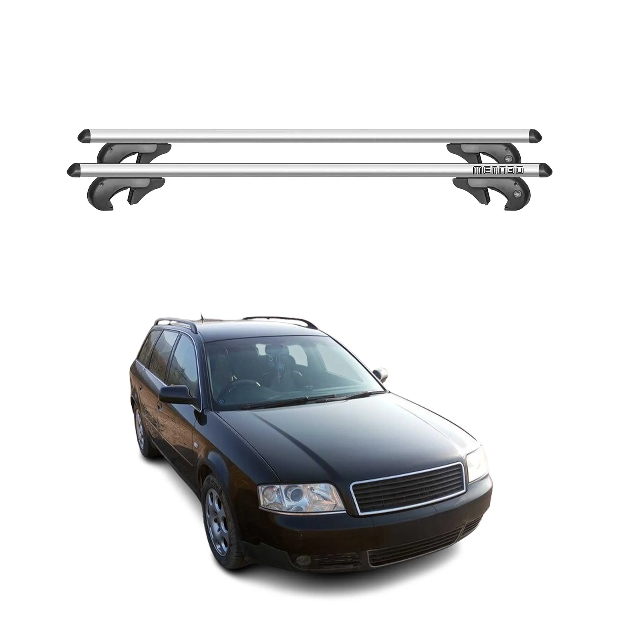Menabo Dachträger Grundtäger für Audi A6 4B Avant 1997-2004 90kg Alu Silber 2x