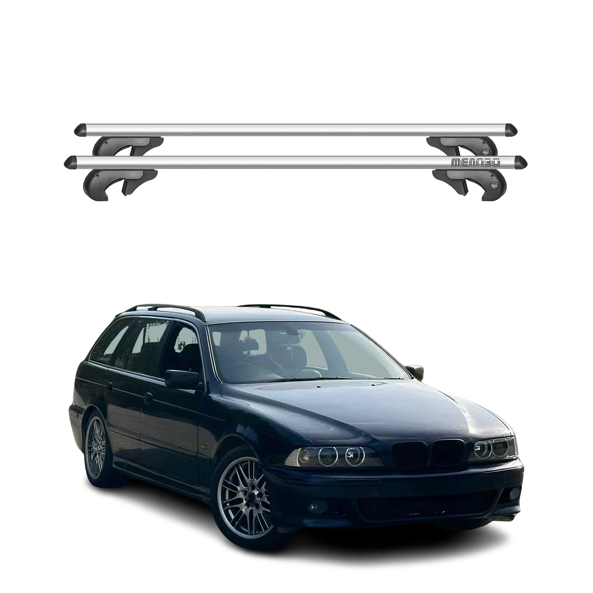 Menabo Dachträger Grundtäger für BMW 5er E39 Touring 1995-2004 90kg Alu Grau 2x