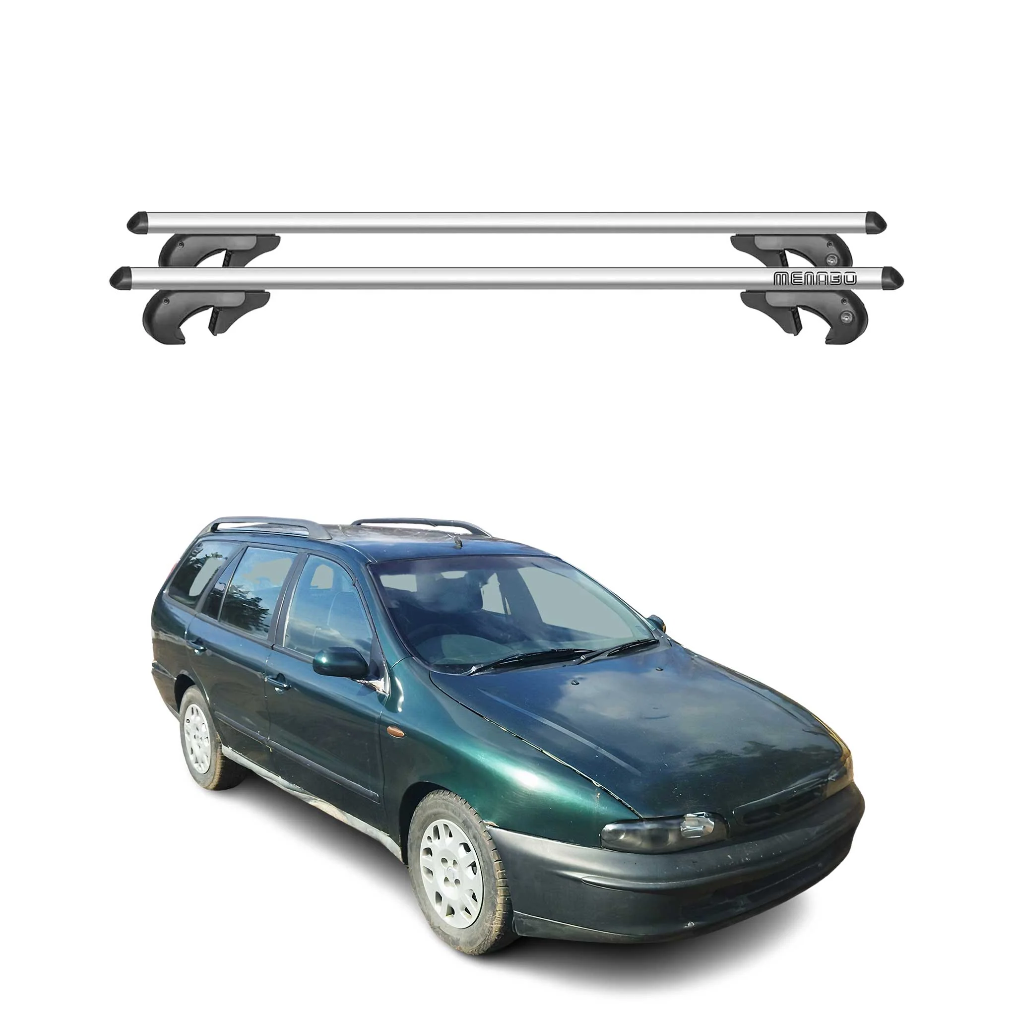 Menabo Dachträger Grundtäger für Fiat Marea Weekend 1996-2003 90kg Alu Silber 2x