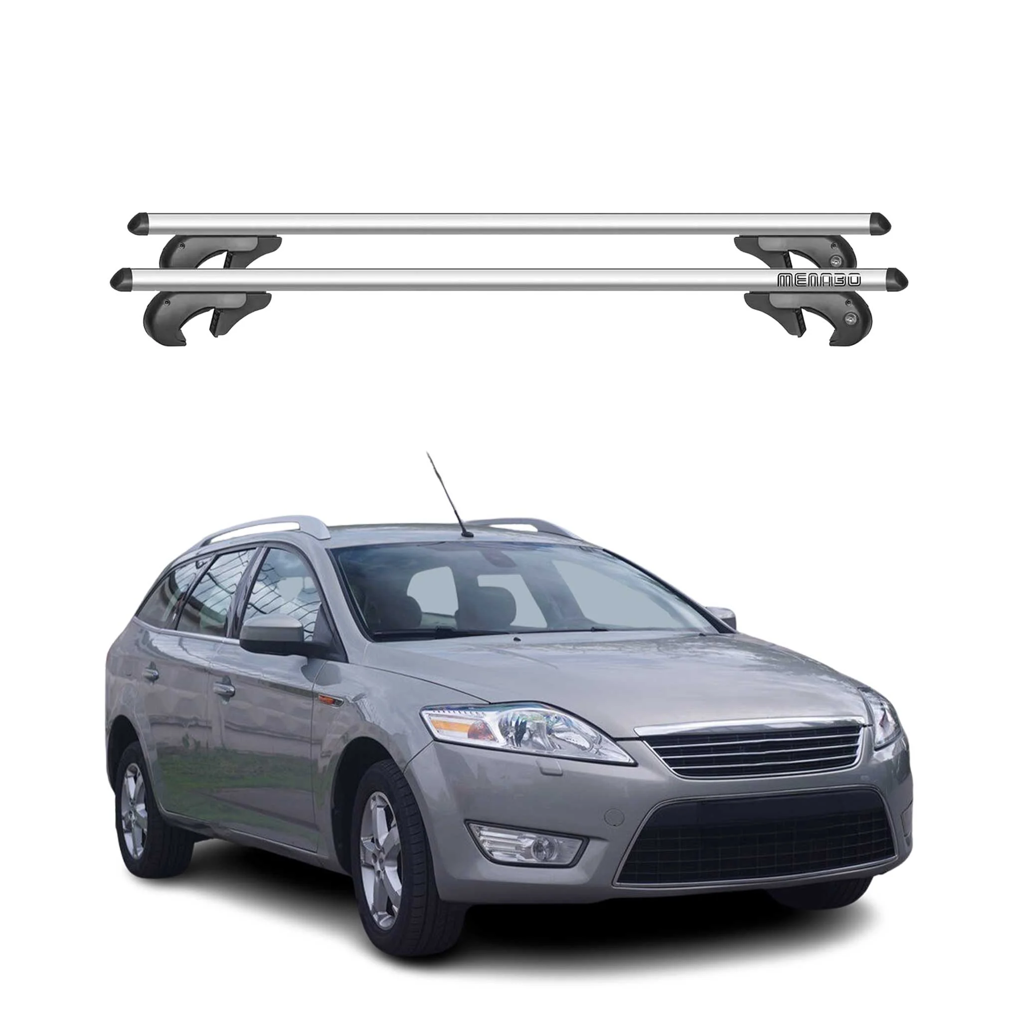 Menabo Dachträger Grundtäger für Ford Mondeo Kombi 2001-2006 90kg Alu Grau 2x