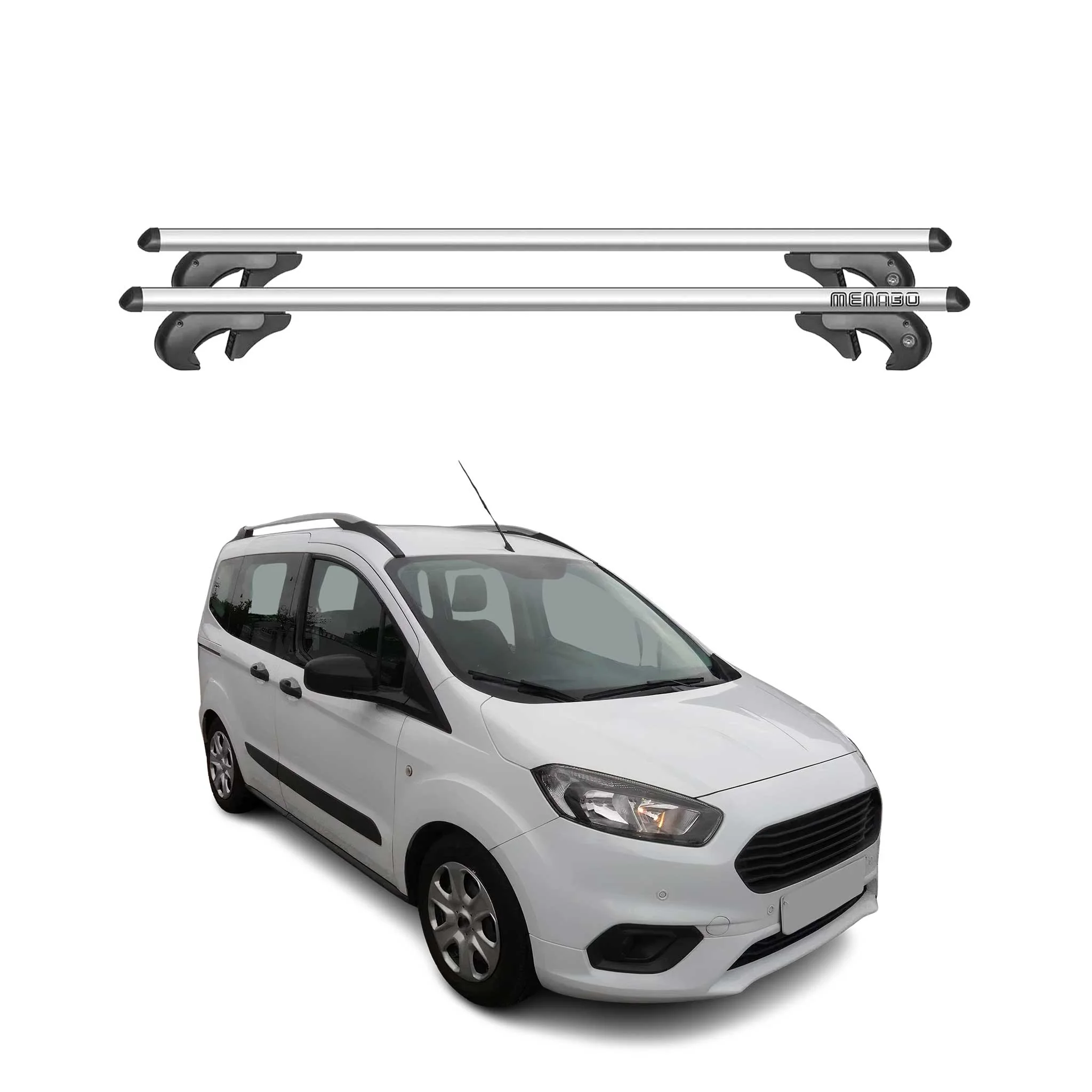 Menabo Dachträger Grundtäger für Ford Tourneo Courier 2018-2023 90kg Alu Grau 2x