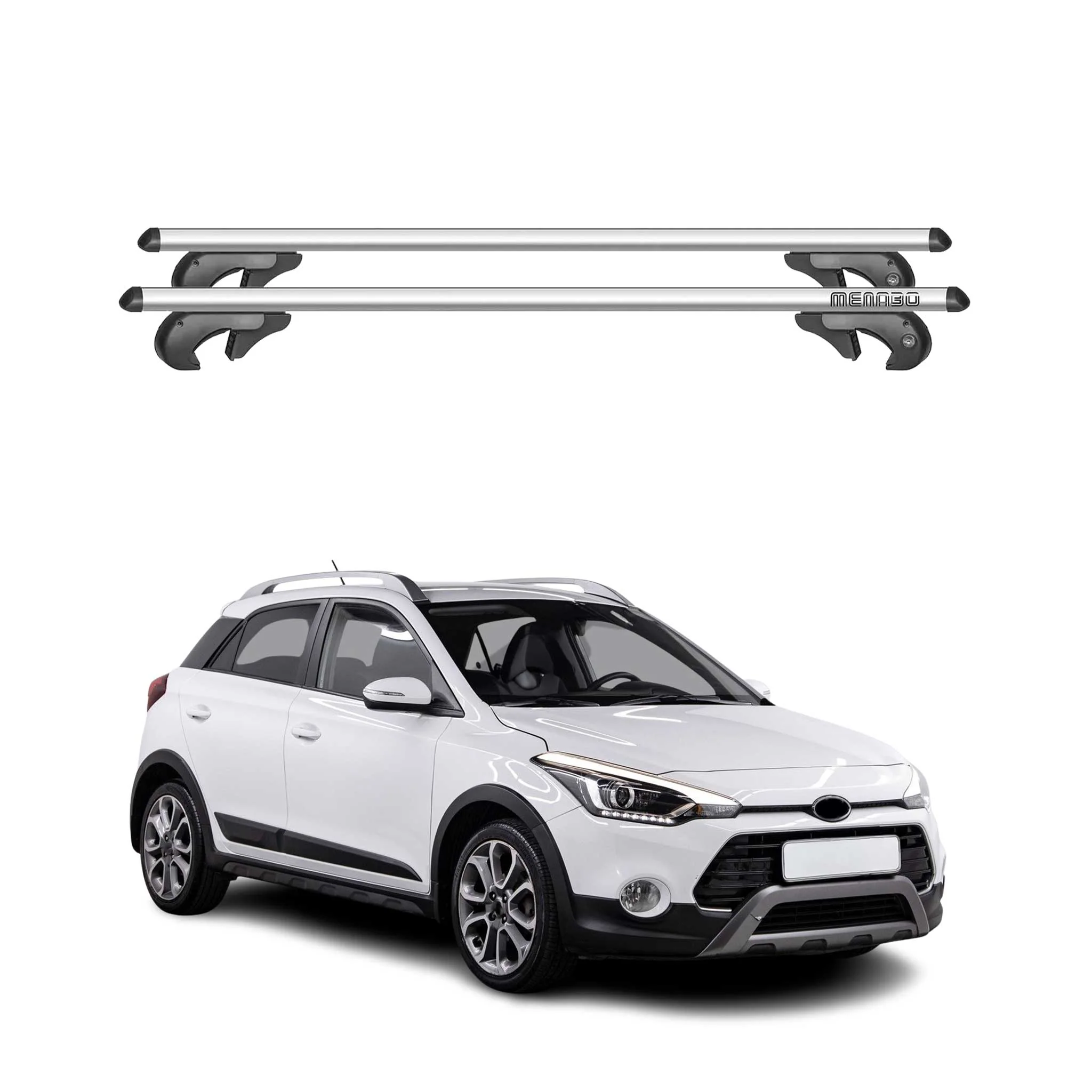Menabo Dachträger Grundtäger für Hyundai i20 Active GB 2015-2020 90kg Alu Silber