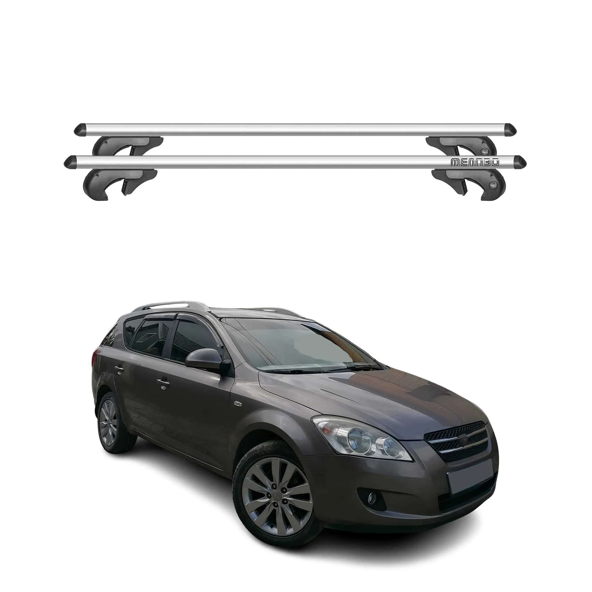 Menabo Dachträger Grundtäger für Kia Ceed ED Kombi 2006-2012 90kg Alu Silber 2x