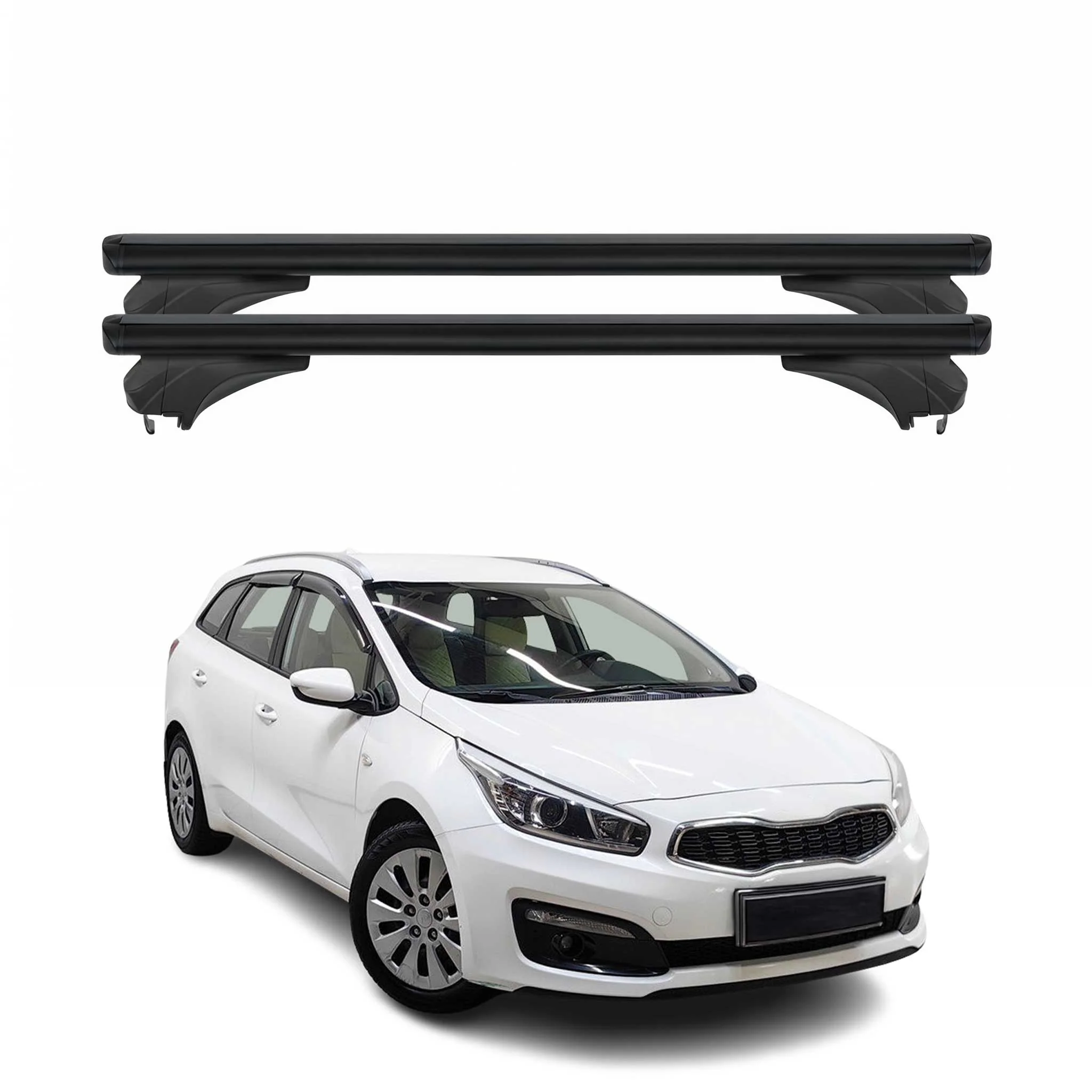 Menabo Dachträger für KIA Cee'D Sportswagon 2012-2018 Aluminium Schwarz 2 tlg