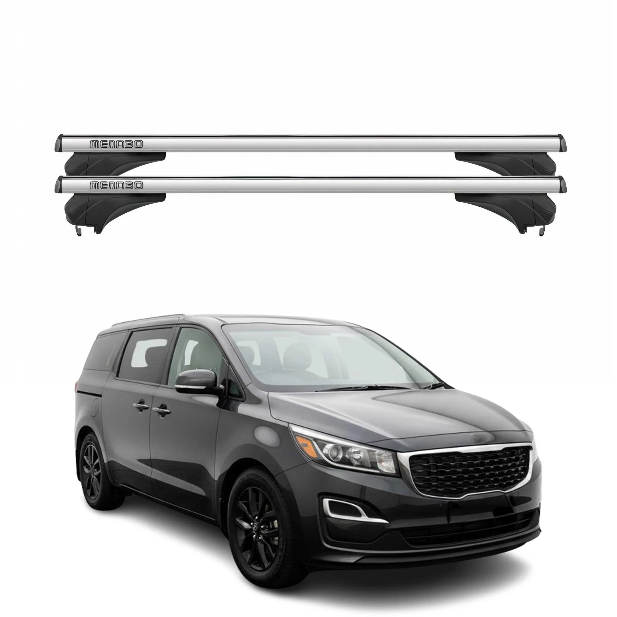 Menabo Dachträger für KIA Gran Sedona III / Sedona III 2014-2020 Alu Silber 2tlg