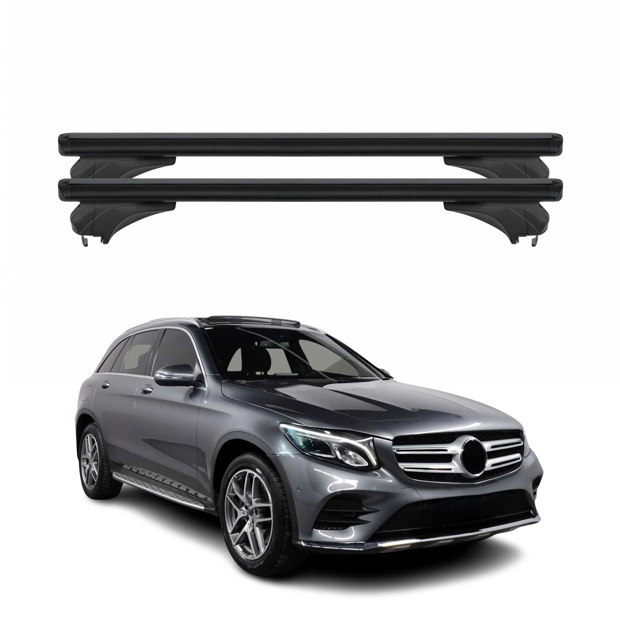 Menabo Dachträger für Mercedes GLC X253 2015-2020 Pre-FL Aluminium Schwarz 2 tlg