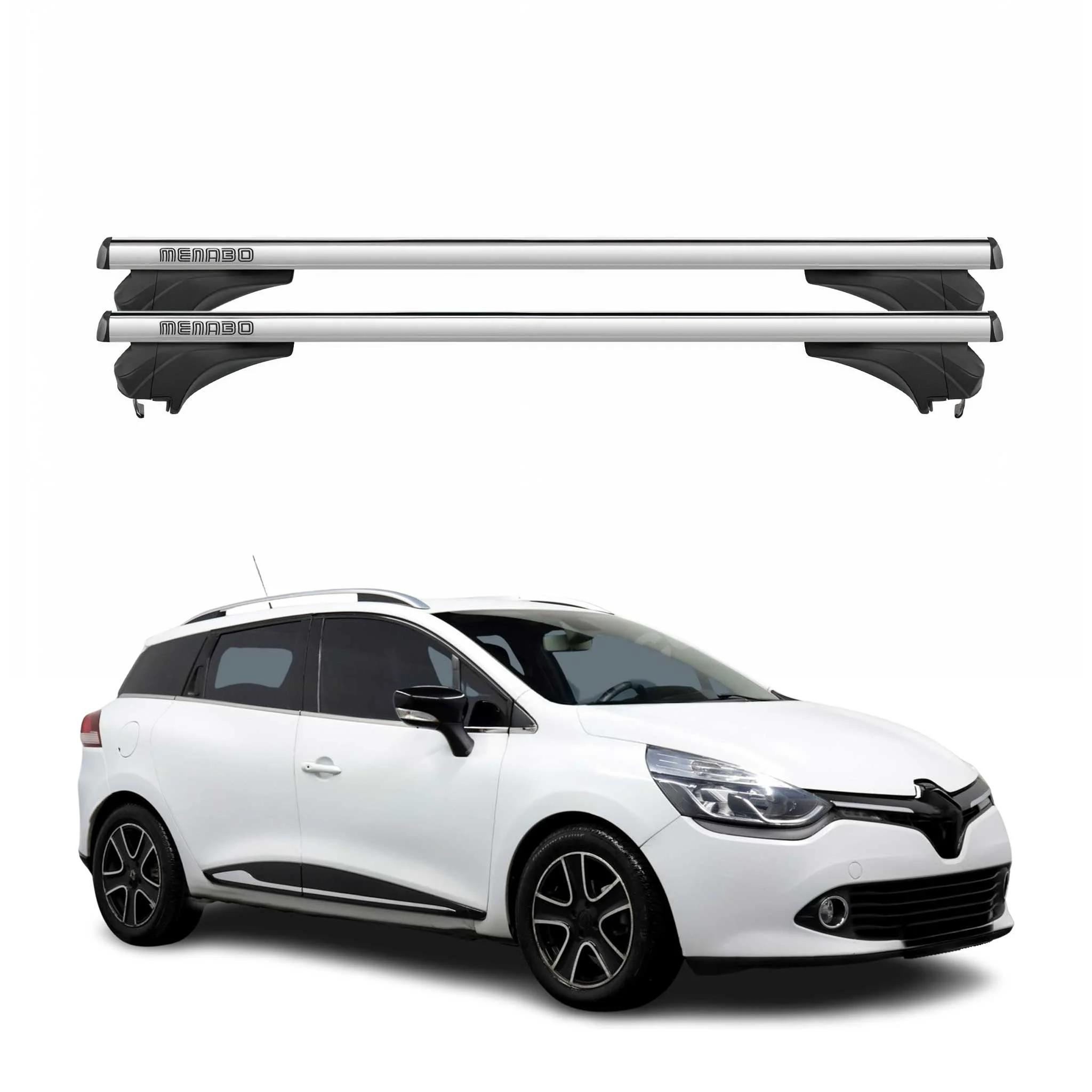 Menabo Dachträger für Renault Clio IV Sporter / Grand Tourer 2013-2019 Silber 2x