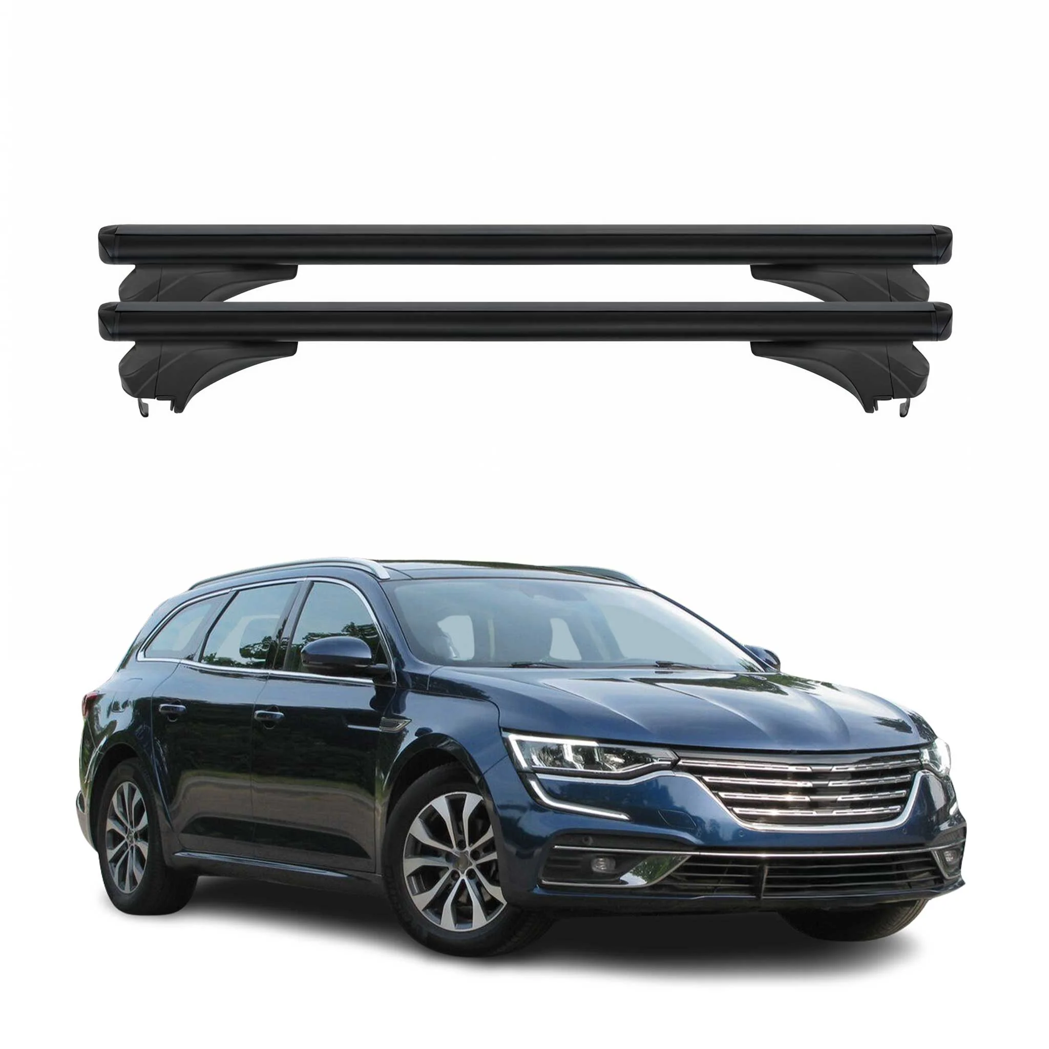 Menabo Dachträger für Renault Talisman Sporter 2016-2022 Aluminium Schwarz 2 tlg
