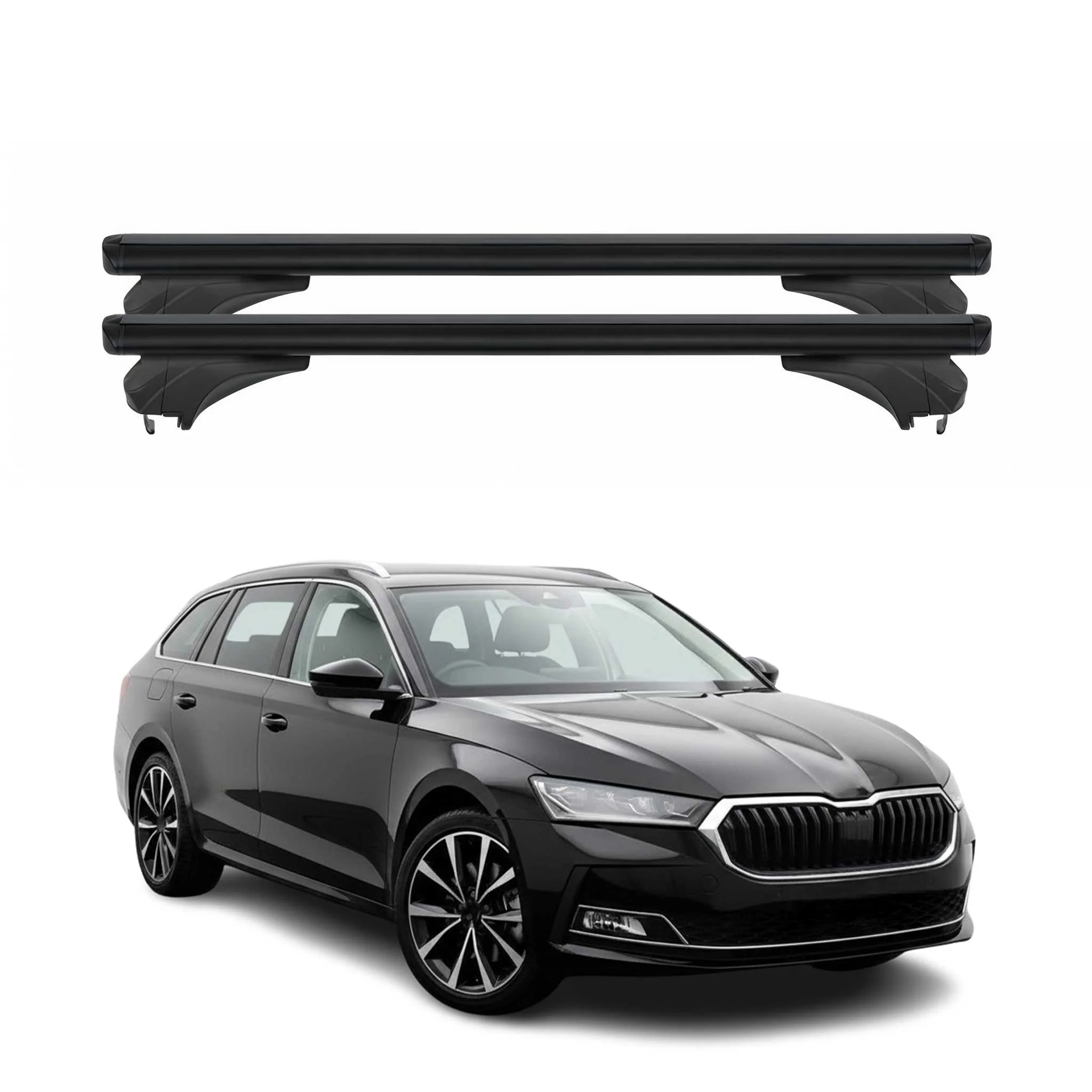 Menabo Dachträger für Skoda Superb 3V Kombi 2015-2024 Aluminium Schwarz 2 tlg