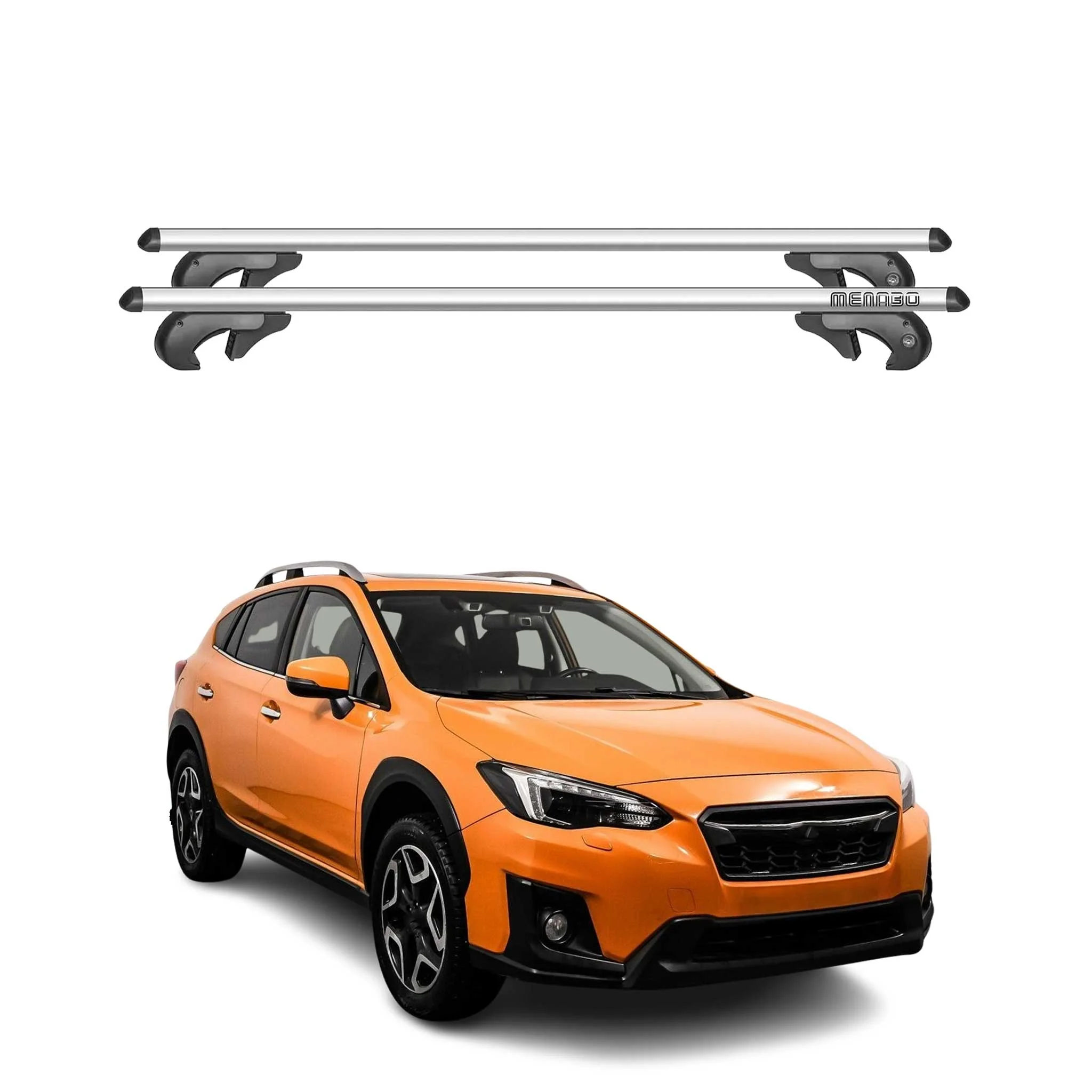 Menabo Dachträger Grundtäger für Subaru XV mk1 2012-2017 90kg Alu Silber 2tlg