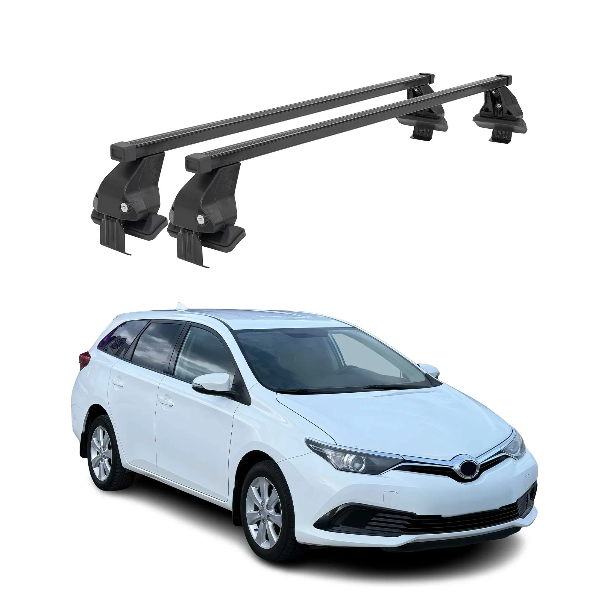 Menabo Dachträger für Toyota Auris mk2 Kombi 2012-2018 50kg Stahl Schwarz 2x