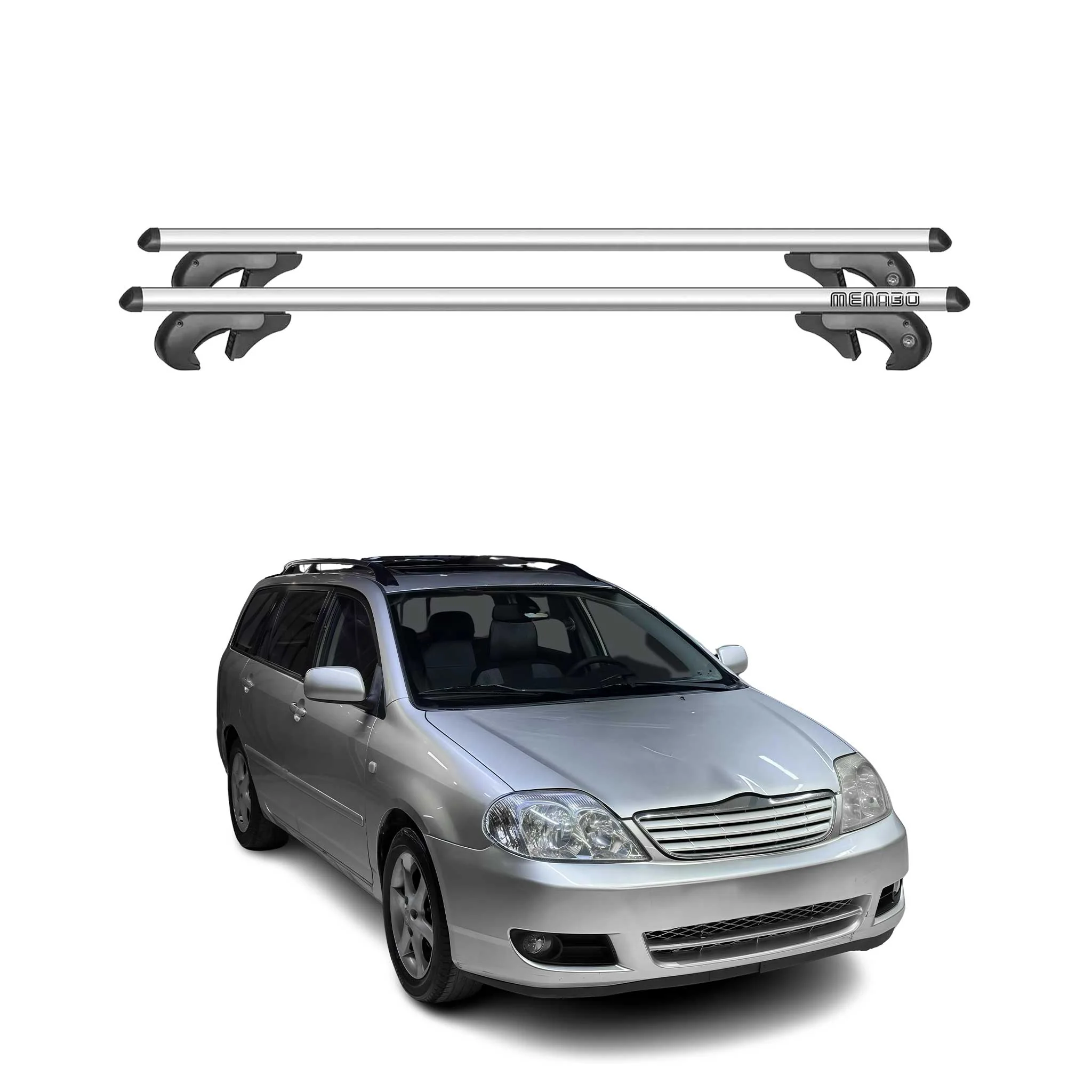 Menabo Dachträger Grundtäger für Toyota Corolla Verso 2000-2004 90kg Alu Grau 2x