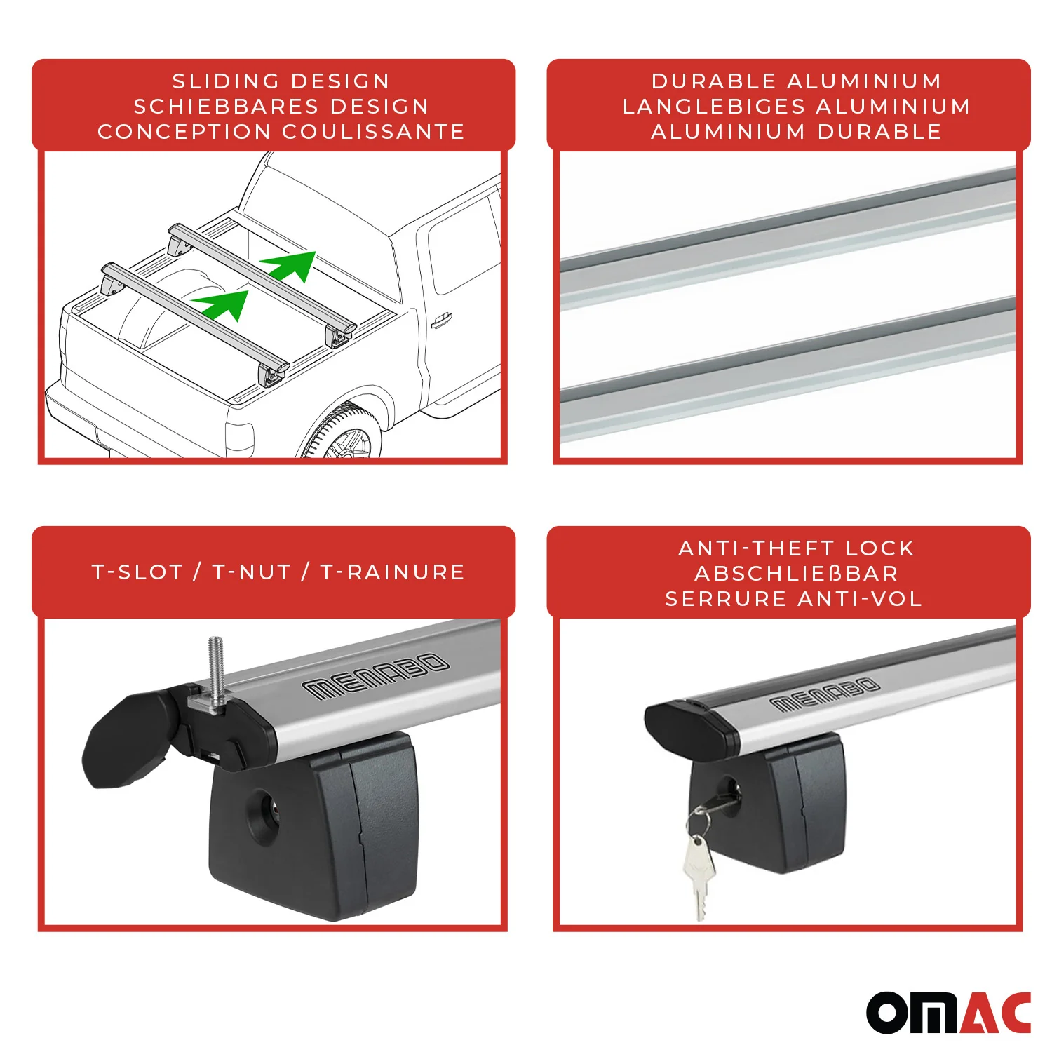 Menabo Dachträger für Universal Laderaumrollo-Querträger Ladeflächenträger 2x - Image 5