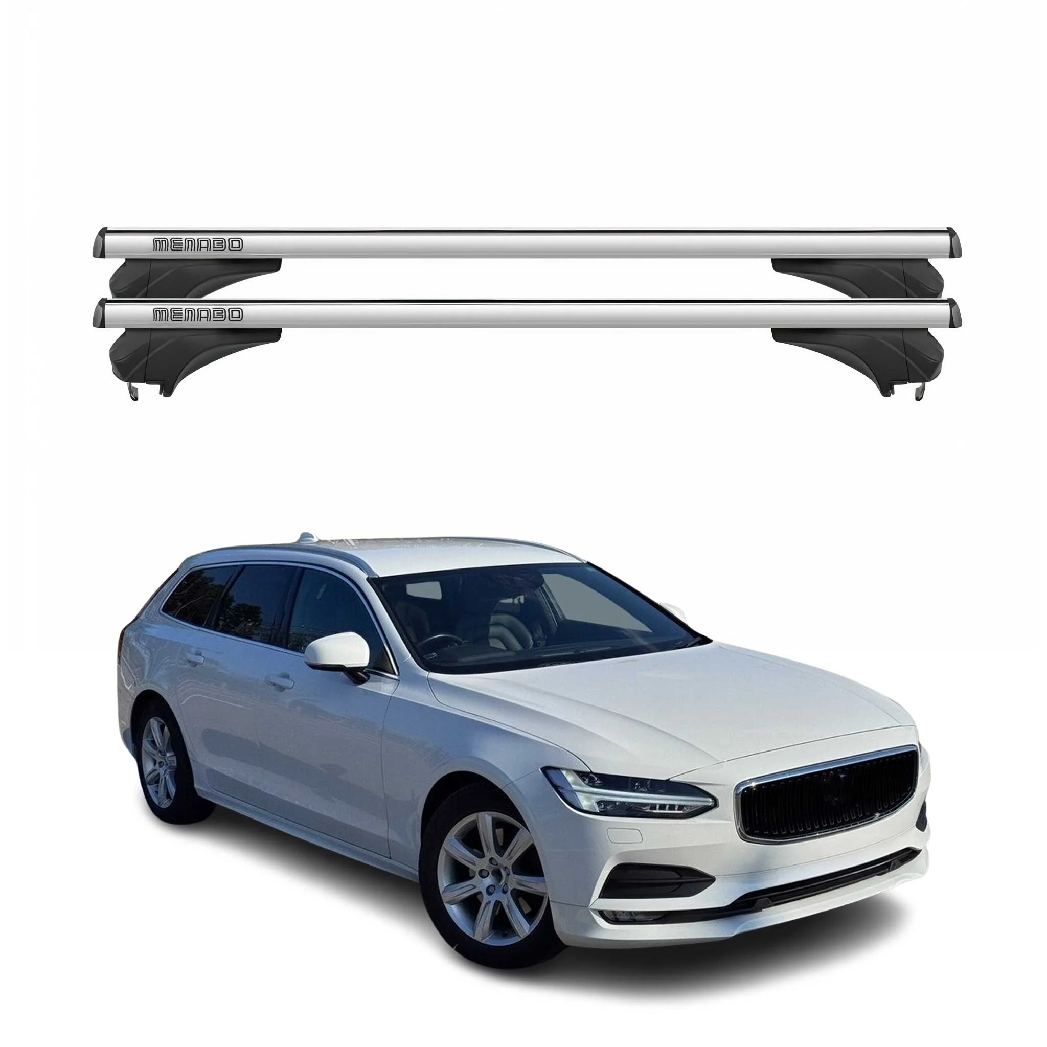 Menabo Dachträger für Volvo V90 / V90 Cross Country 2016-25 Aluminium Silber 2x