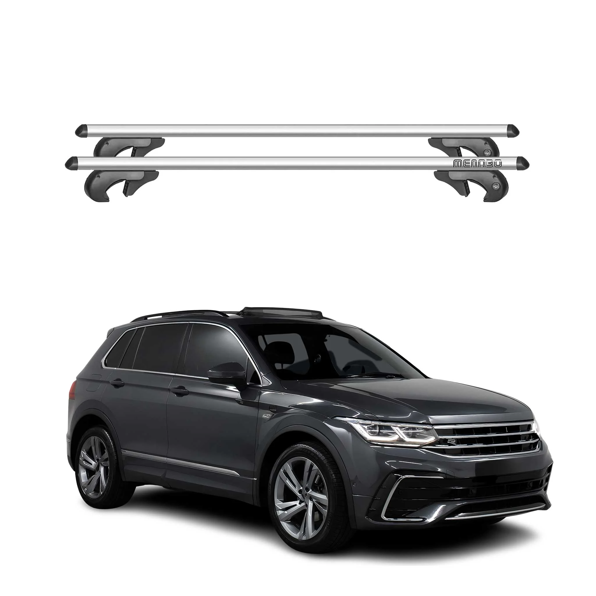 Menabo Dachträger für VW Tiguan Allspace 2016-2024 90kg Alu Silber 2x