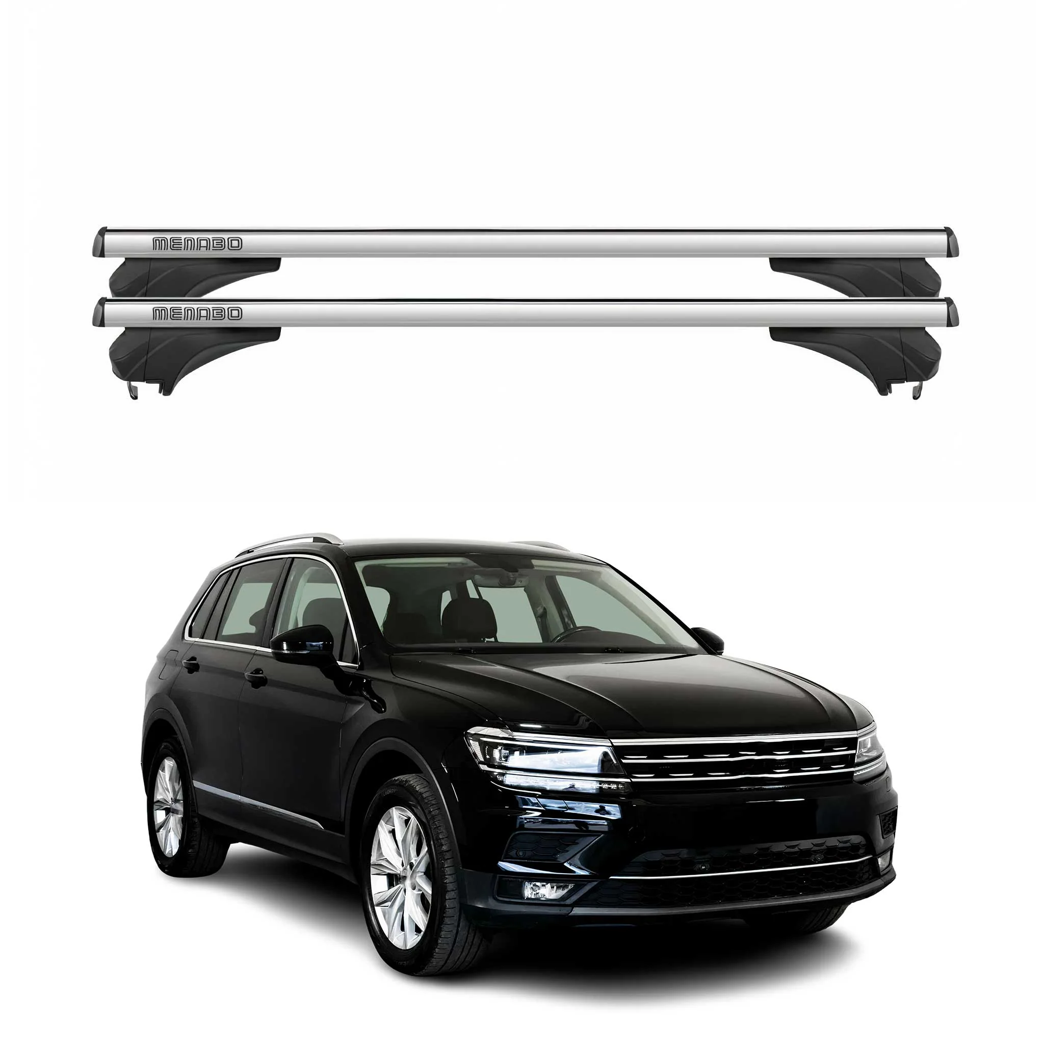 Menabo Dachträger für VW Tiguan II AD1 / Allspace / R-Line 2016-2023 Alu Silber