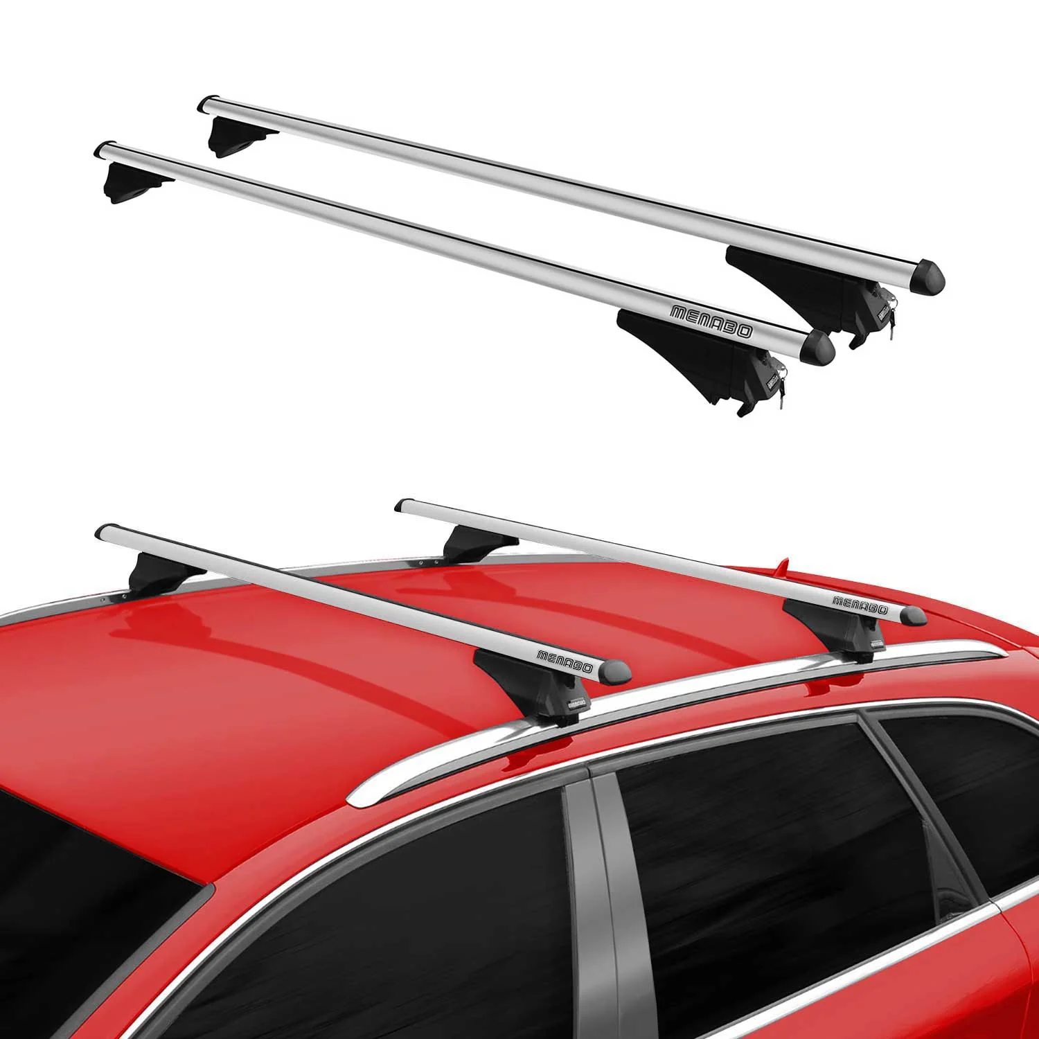 Menabo Dachträger Grundtäger für Audi A3 Sportback 2004-2012 75kg Alu Silber 2x - Image 2