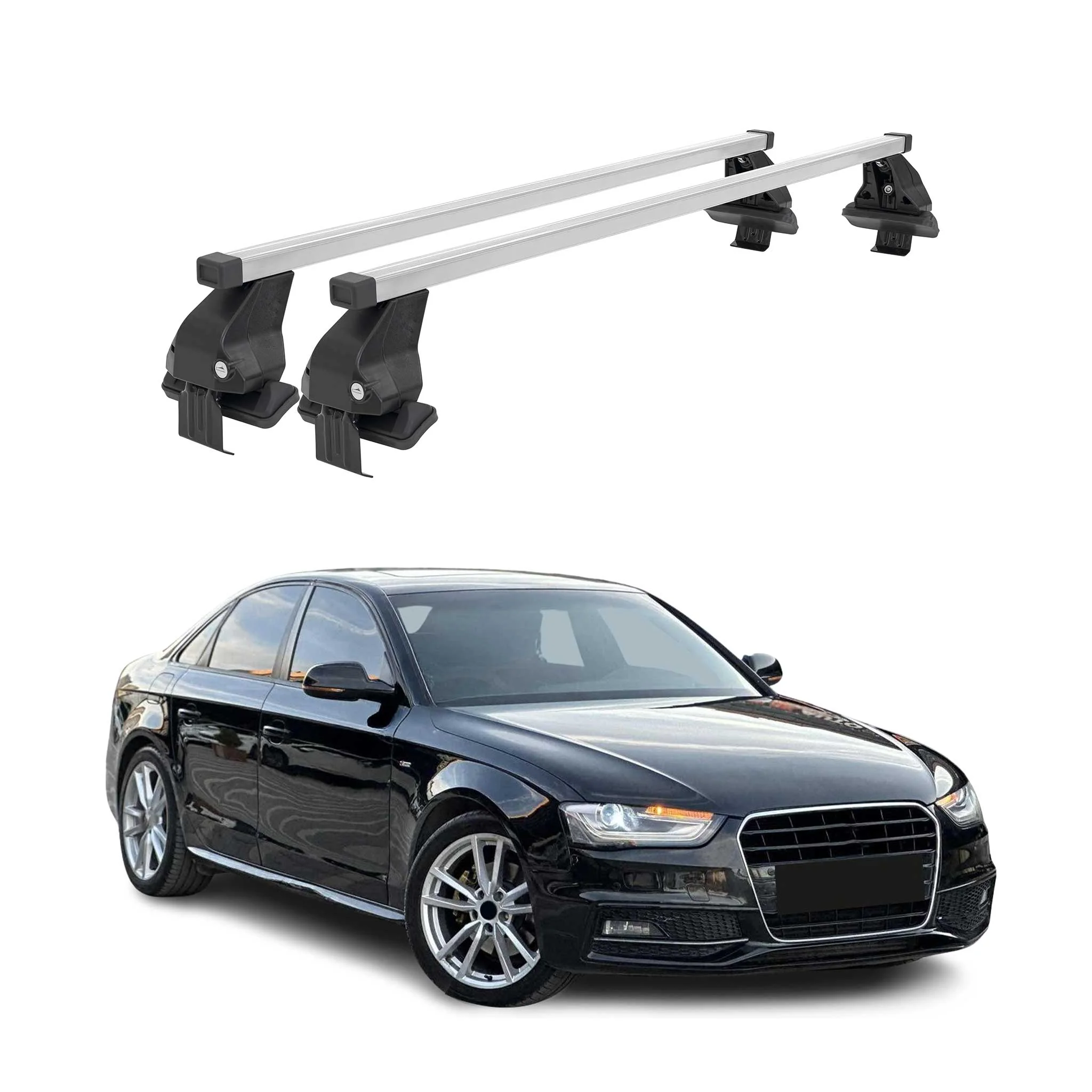 Menabo Dachträger für Audi A4 B8 Limo 2008-2012 Pere-FL 50kg Stahl Silber 2x