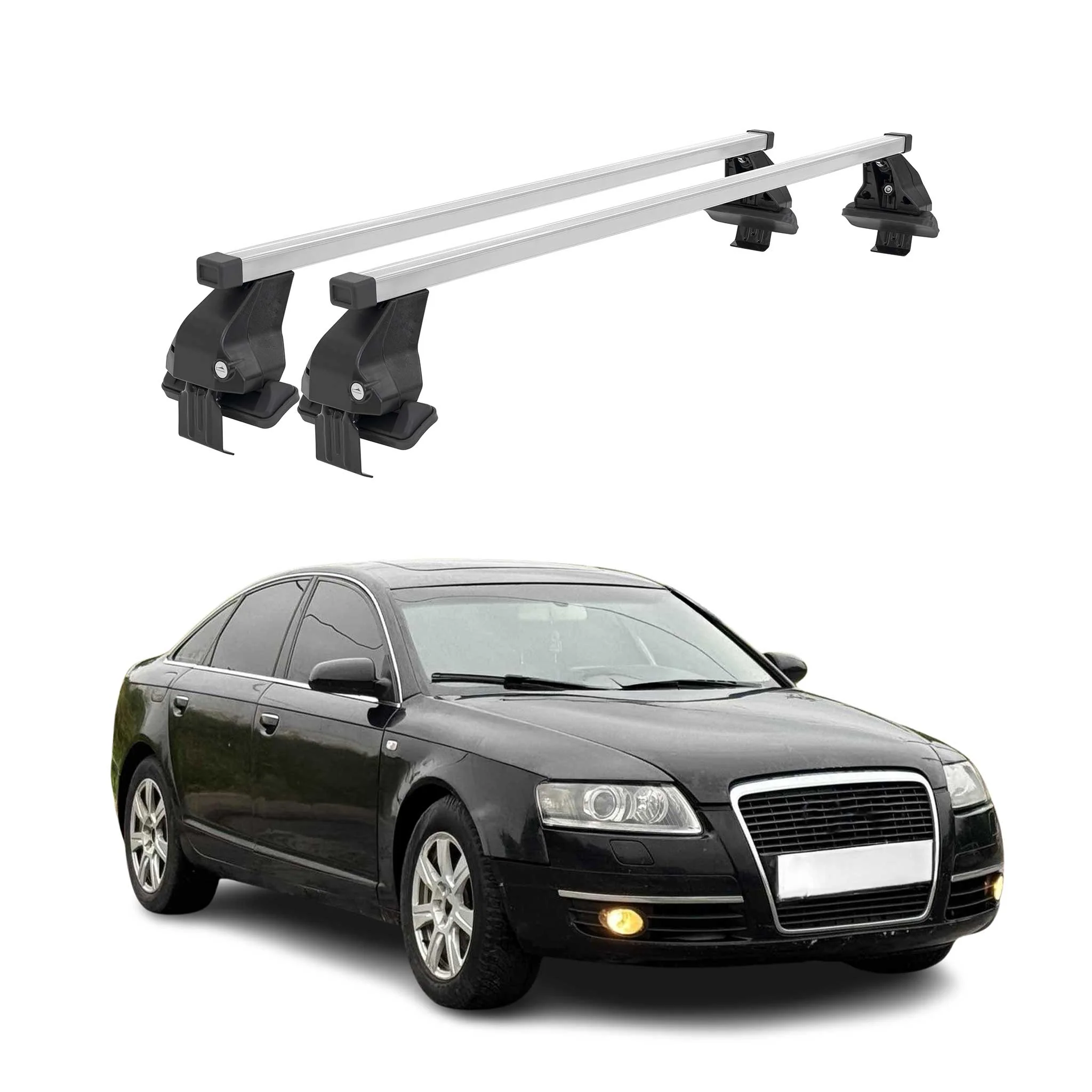 Menabo Dachträger Grundtäger für Audi A6 C6 Limo 2004-2011 50kg Stahl Silber 2x