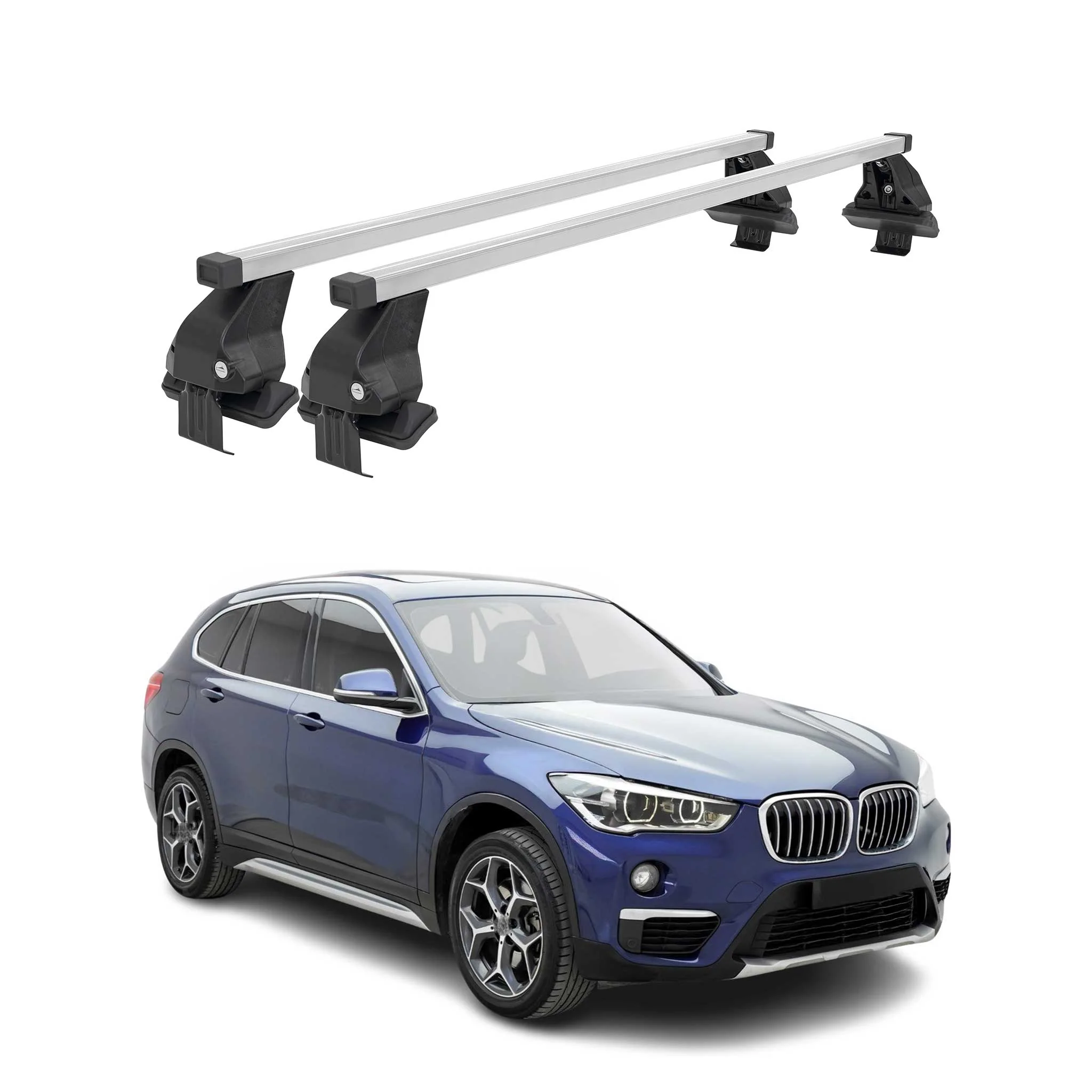 Menabo Dachträger Grundtäger für BMW X1 F48 2015-2022 50kg Stahl Silber 2 tlg