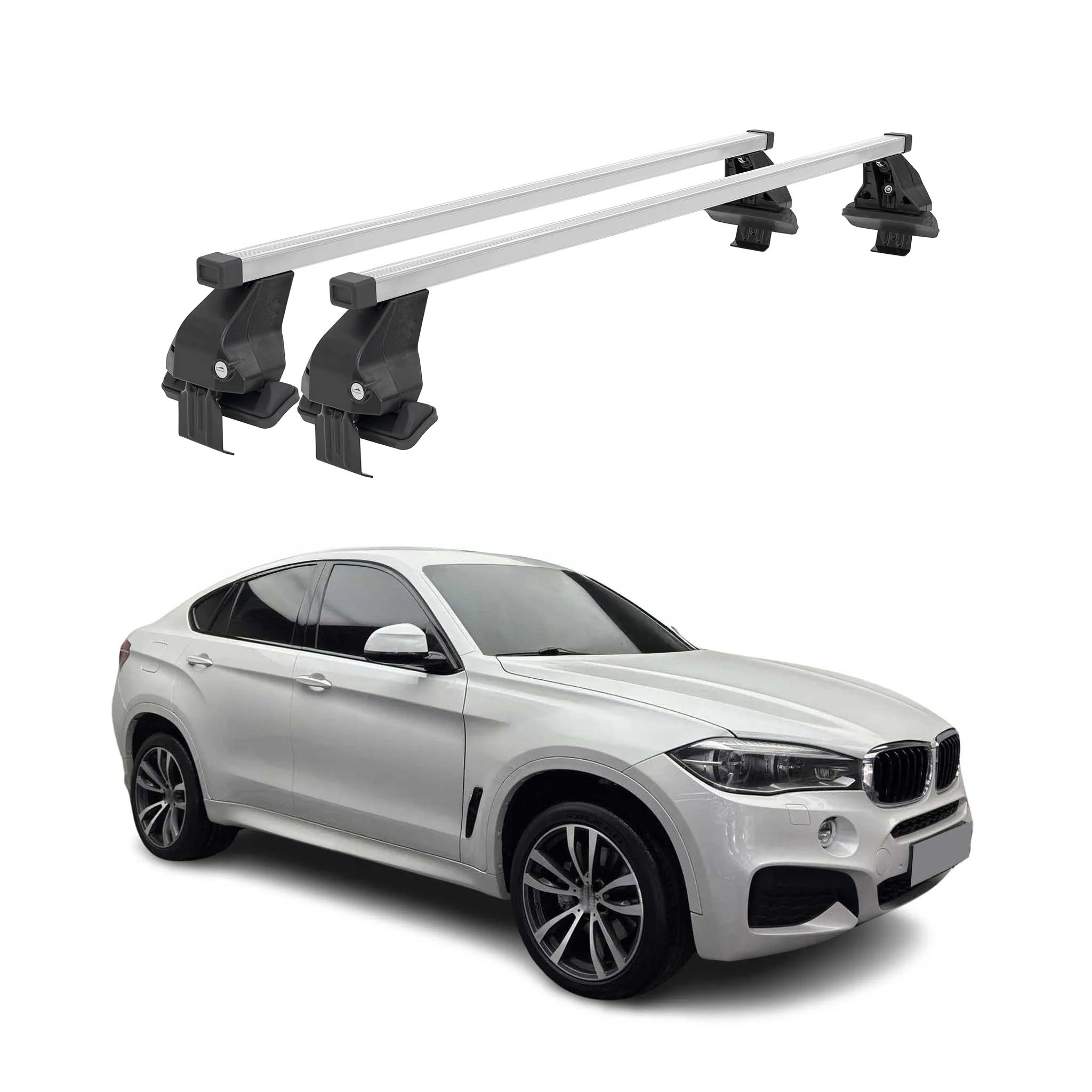 Menabo Dachträger Grundtäger für BMW X6 F16 2014-2019 50kg Stahl Silber 2 tlg