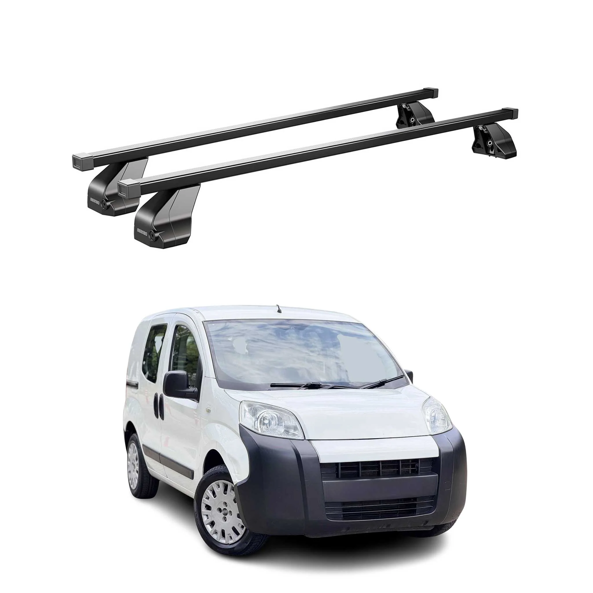 Menabo Dachträger Grundtäger für Citroen Nemo 2008-2017 75kg Stahl Schwarz 2 tlg