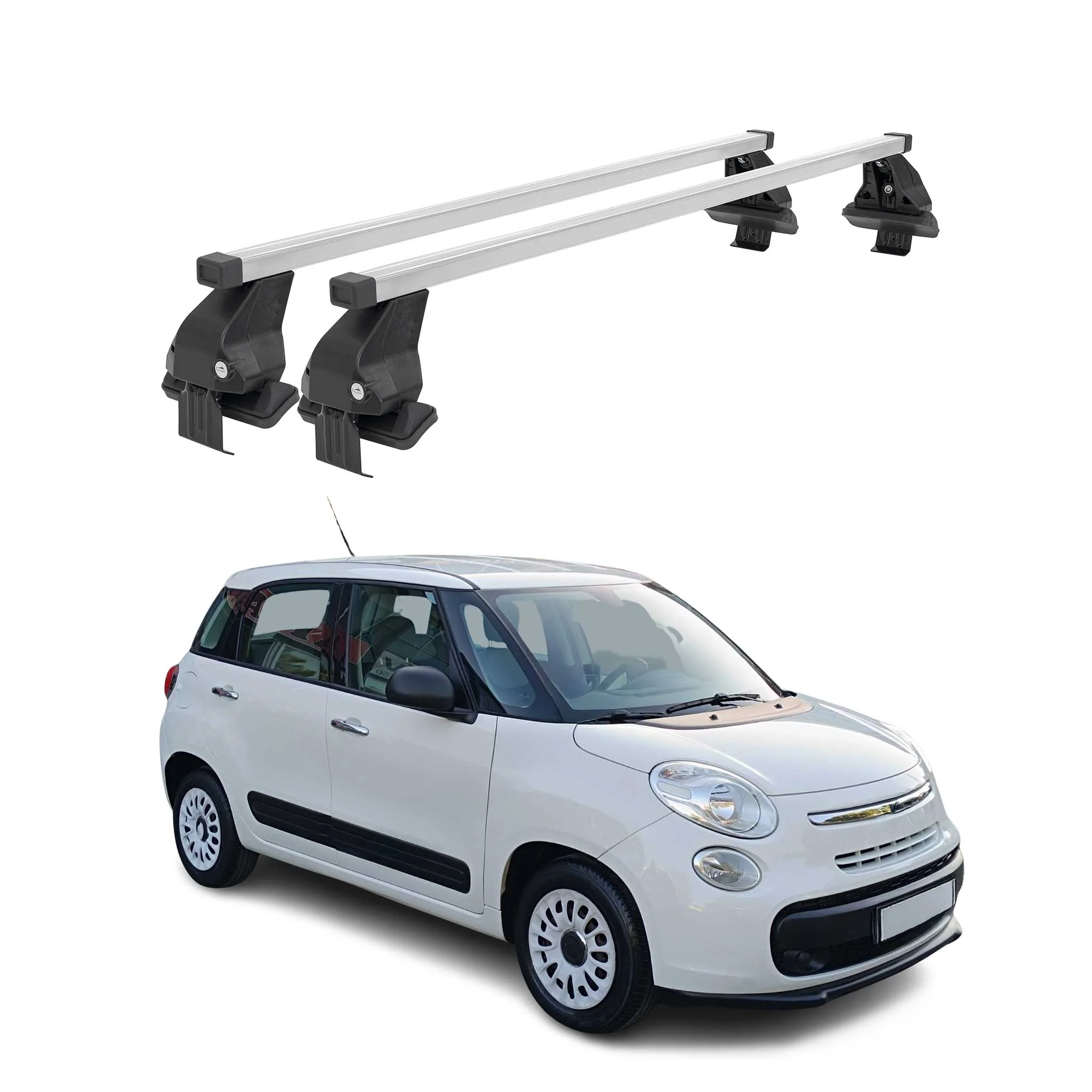 Menabo Dachträger Grundtäger für Fiat 500L 2012-2022 50kg Stahl Silber 2 tlg