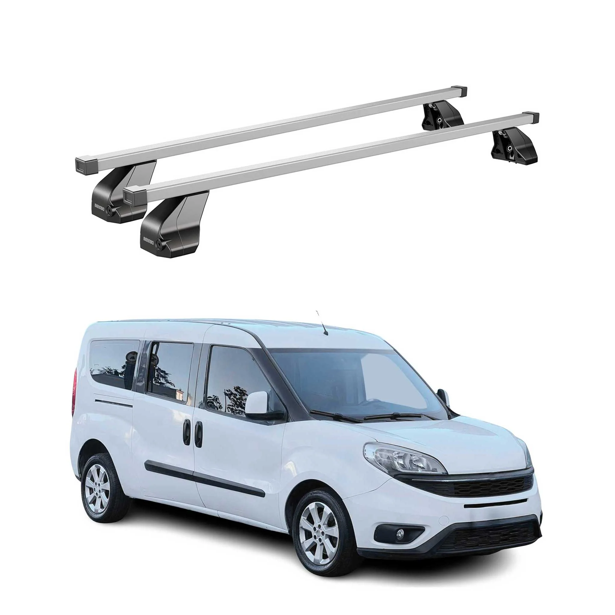 Menabo Dachträger Grundtäger für Fiat Doblo 2010-2022 75kg Stahl Silber 2 tlg