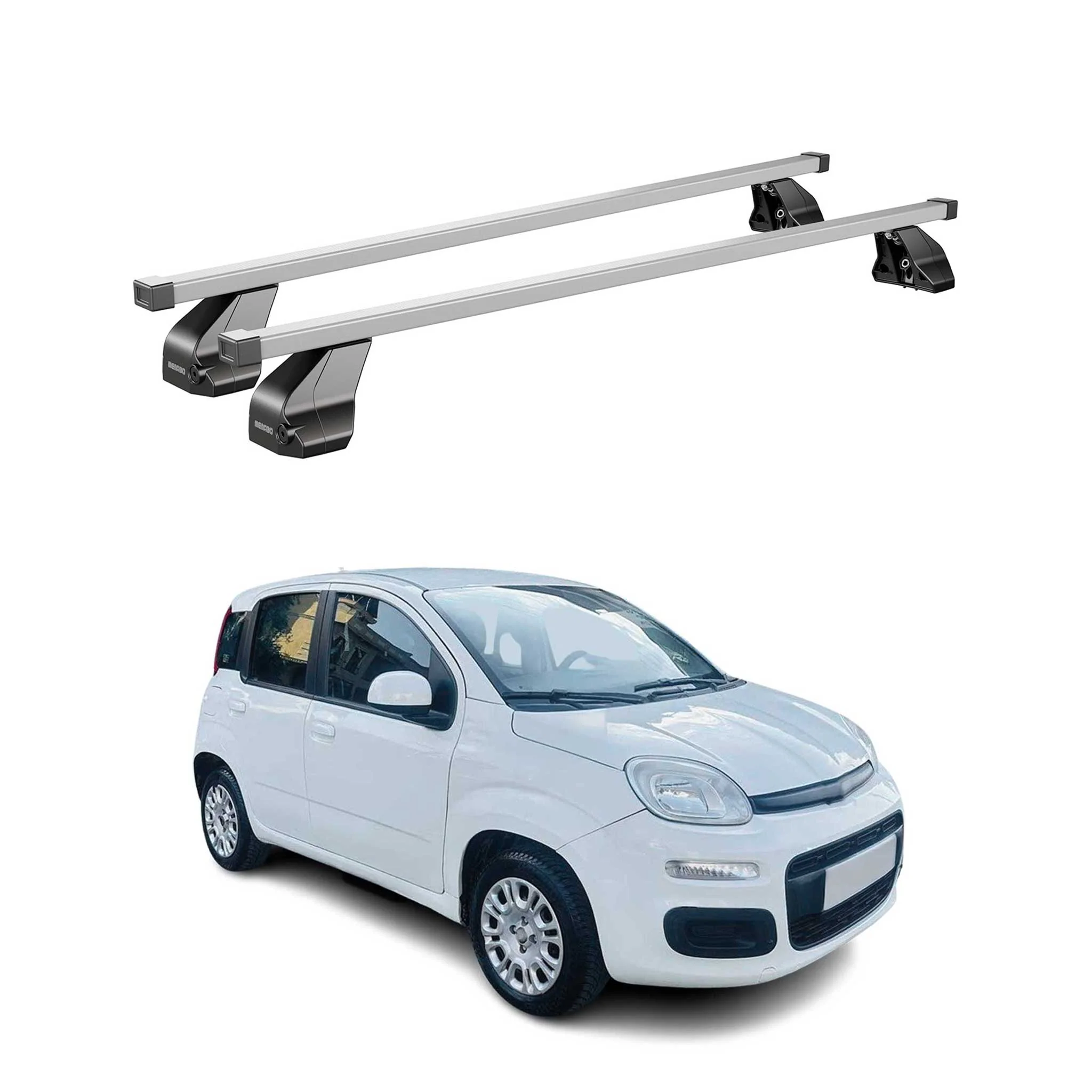 Menabo Stahl Dachträger Gepäckträger für Fiat Panda 2012-2026 Stahl Silber 2tlg