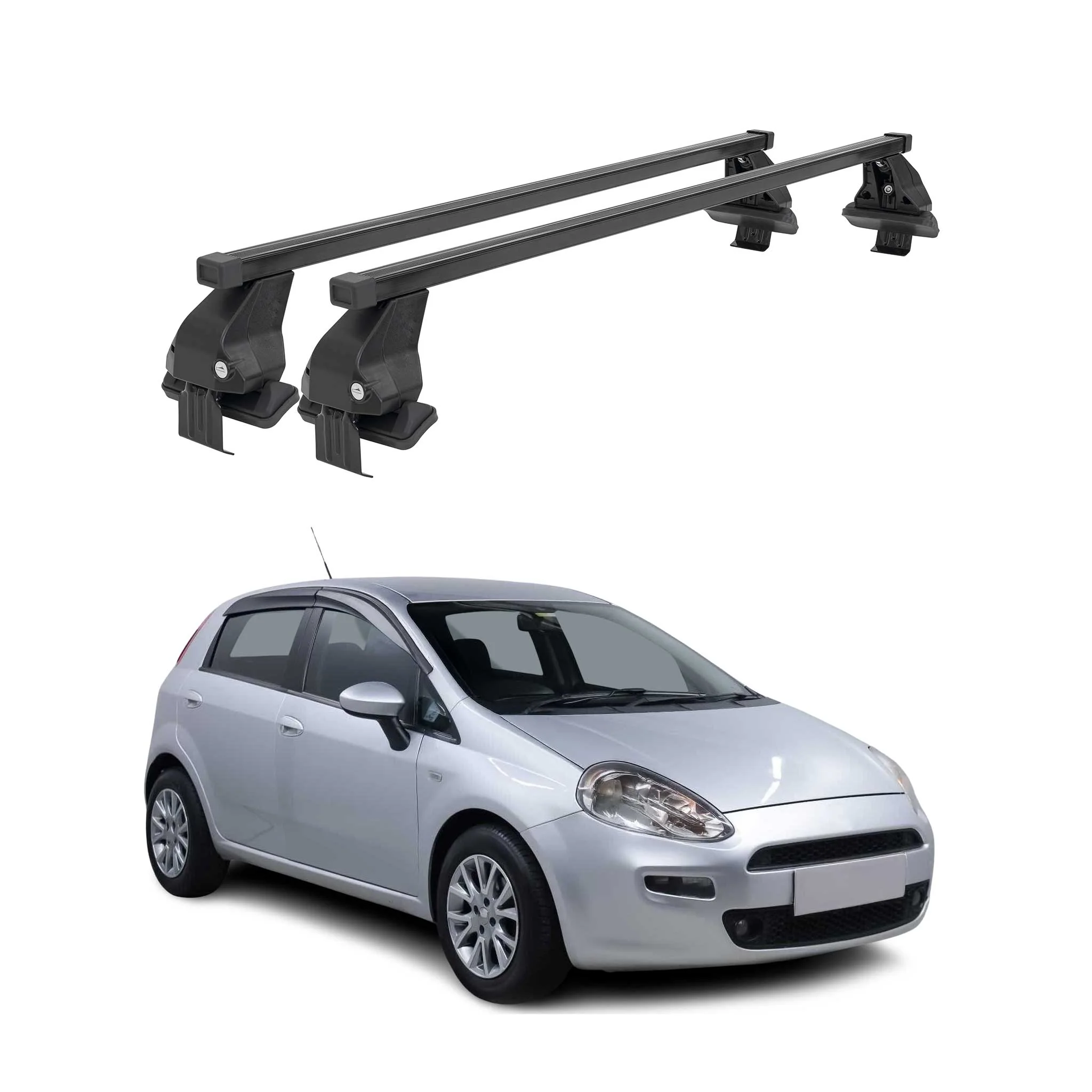 Menabo Dachträger Grundtäger für Fiat Punto Evo 2009-2012 3tür 50kg Schwarz 2x