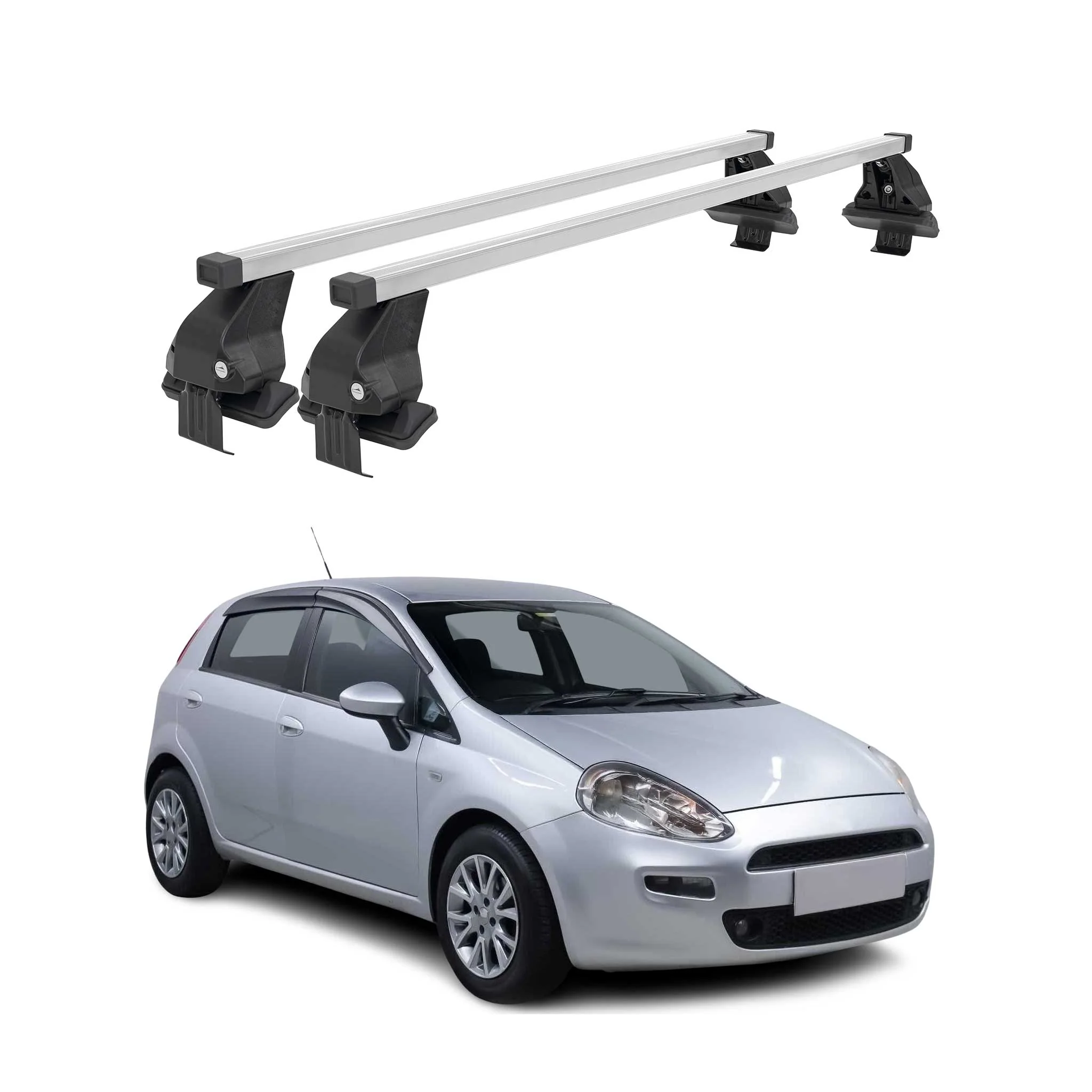 Menabo Dachträger Grundtäger für Fiat Punto Evo 2009-2012 3tür 50kg Stahl Silber