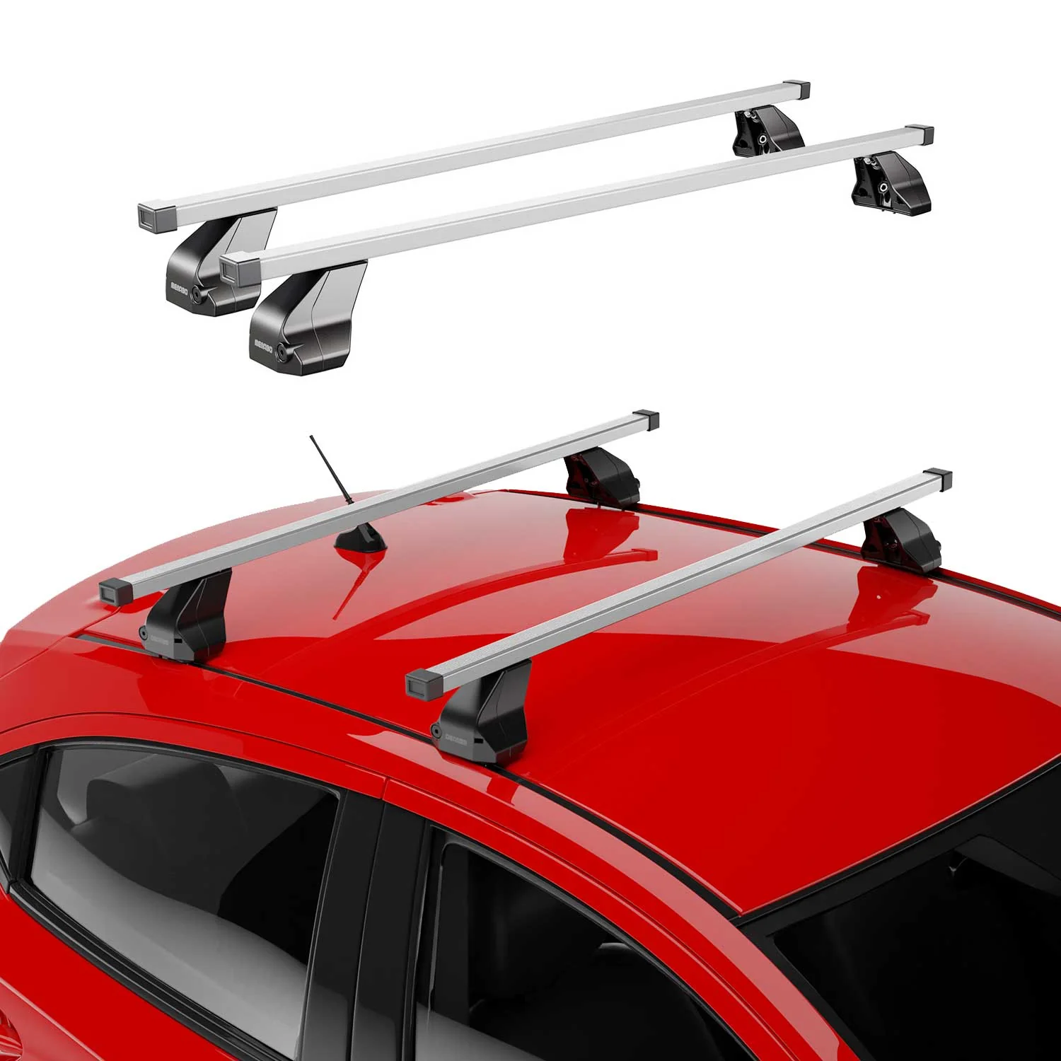 Menabo Dachträger Grundtäger für Fiat Stilo 2001-2010 5tür 75kg Stahl Silber 2x - Image 2