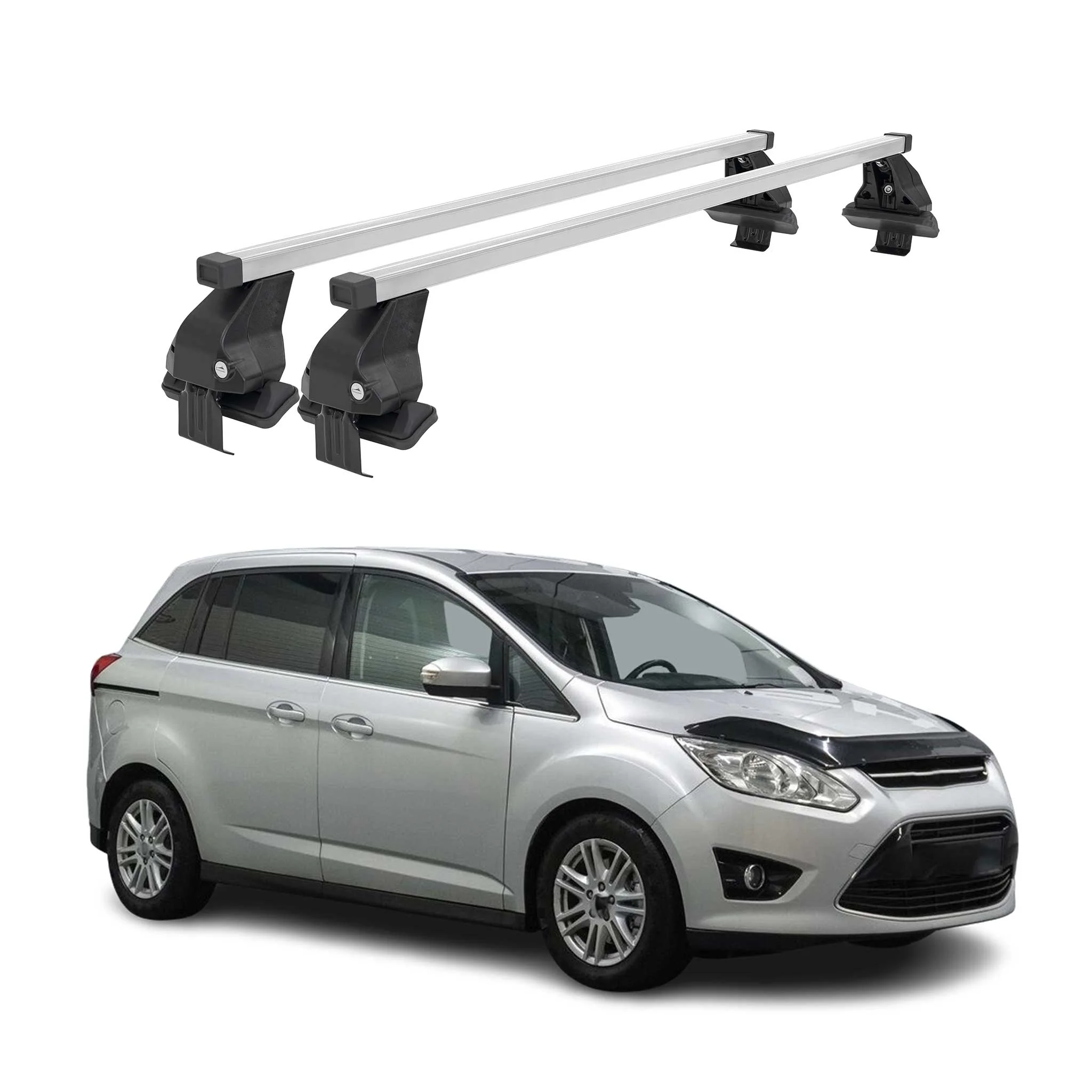 Menabo Stahl Dachträger Gepäckträger für Ford C-Max 2010-2019 Stahl Silber 2tlg