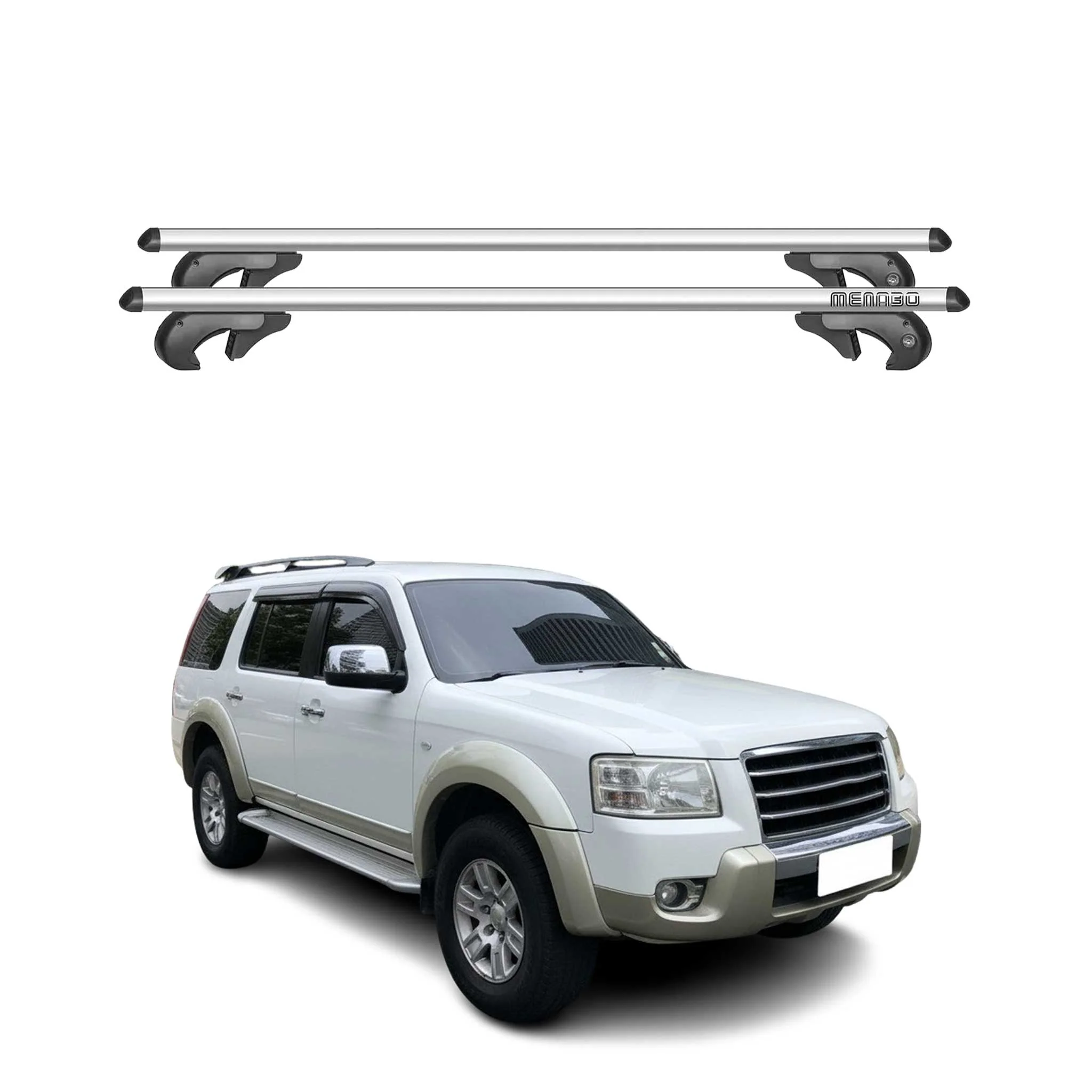 Menabo Dachträger Grundtäger für Ford Everest 2003-2015 90kg Alu Silber 2 tlg
