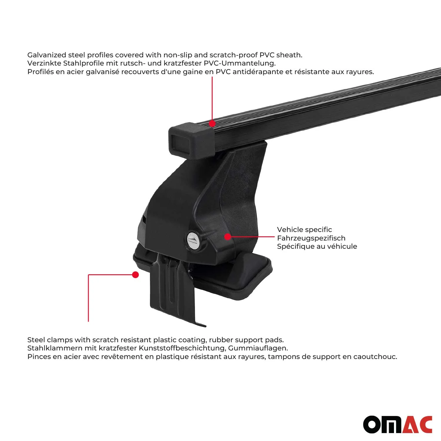 Menabo Dachträger Grundtäger für Ford Focus 1998-2004 50kg Stahl Schwarz 2 tlg - Image 5