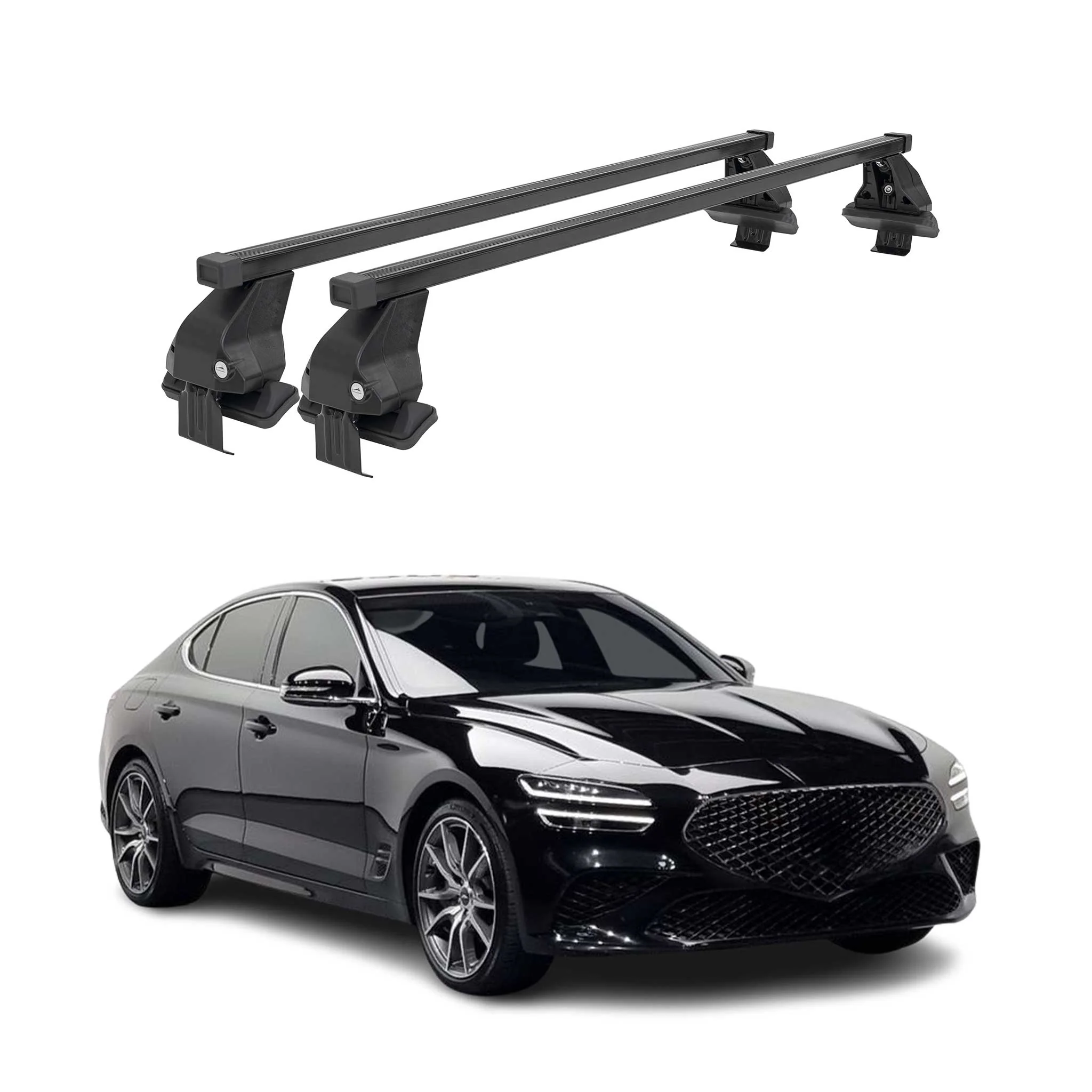 Menabo Dachträger Grundtäger für Genesis G70 2018-2026 50kg Stahl Schwarz 2 tlg