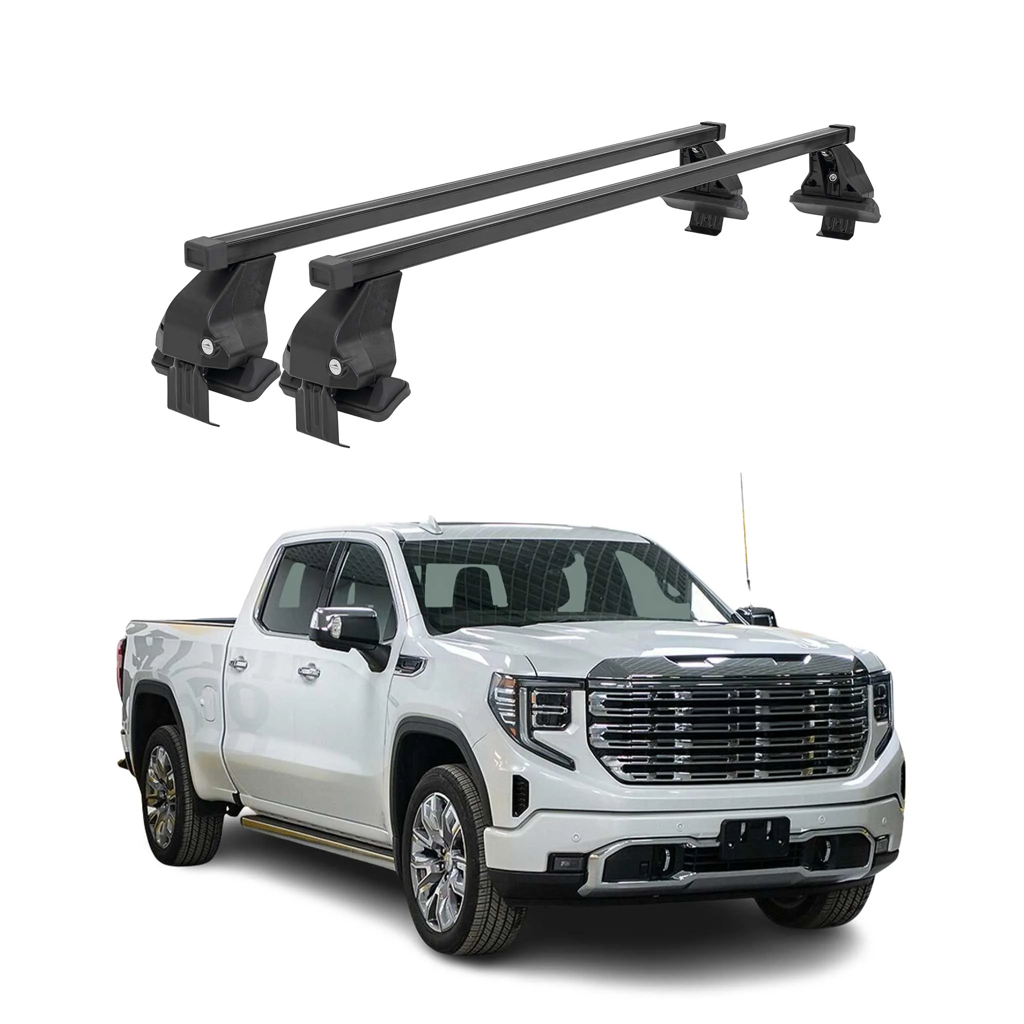 Menabo Dachträger Grundtäger für GMC Sierra 2019-2024 50kg Stahl Schwarz 2 tlg