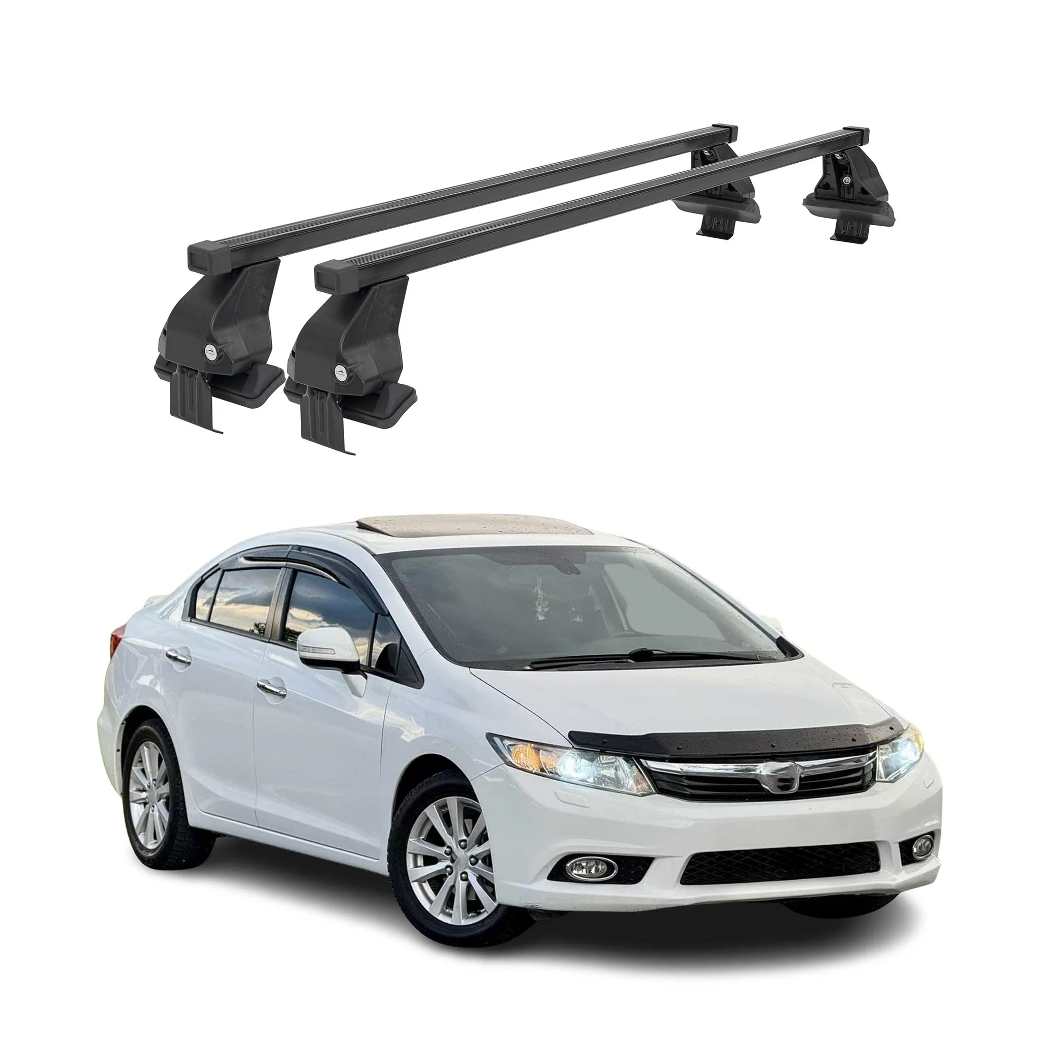 Menabo Dachträger Grundtäger für Honda Civic mk9 Limo 2011-2017 50kg Schwarz 2x
