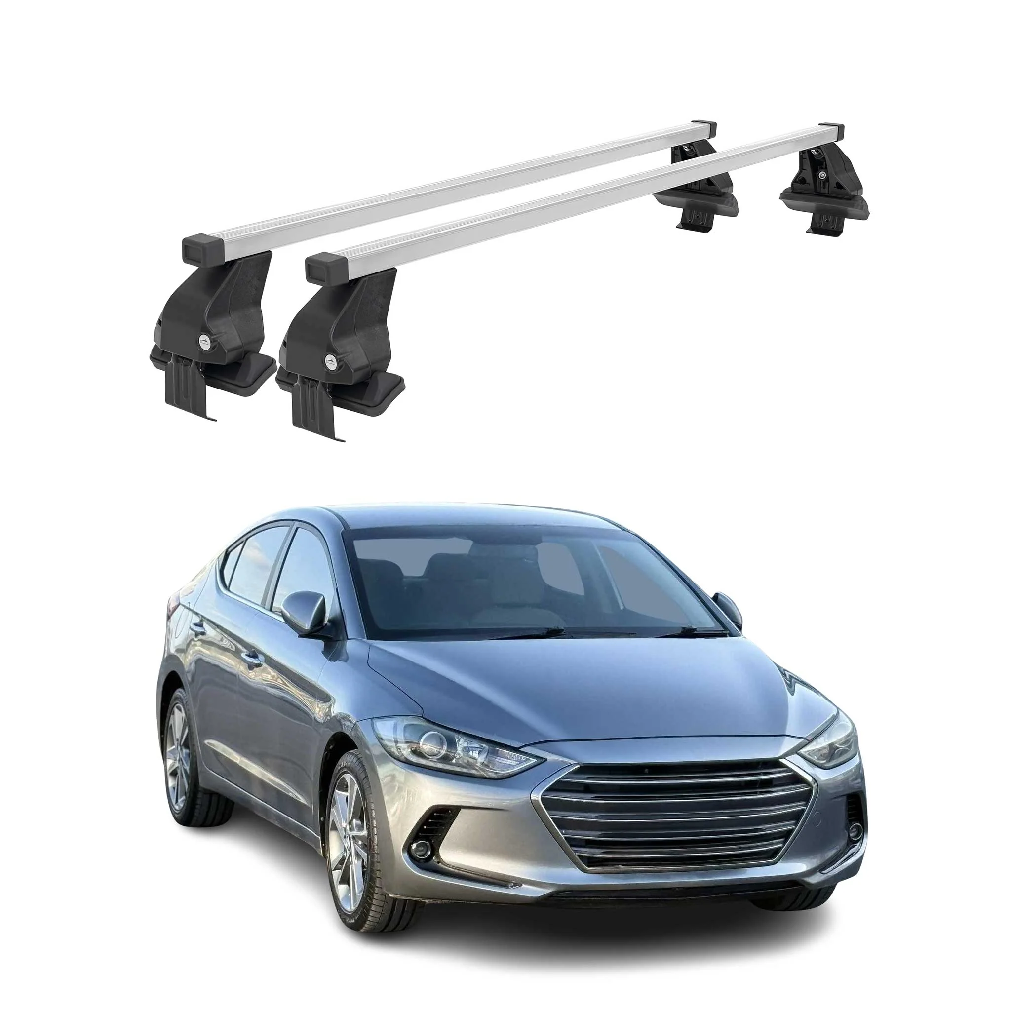 Menabo Dachträger Grundtäger für Hyundai Elantra mk6 2015-2020 50kg Stahl Silber