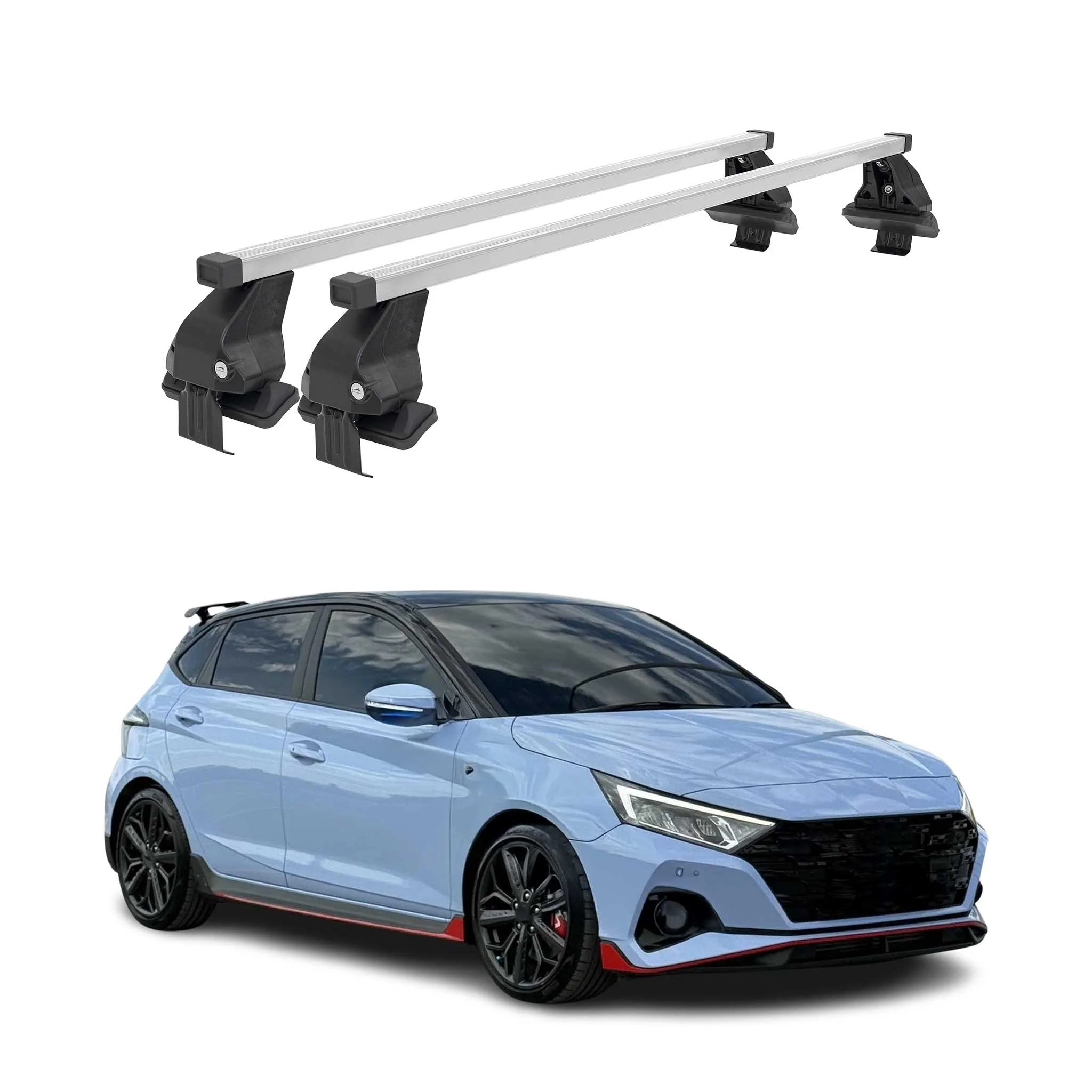 Menabo Dachträger Grundtäger für Hyundai i20 N 2021-2024 50kg Stahl Silber 2 tlg