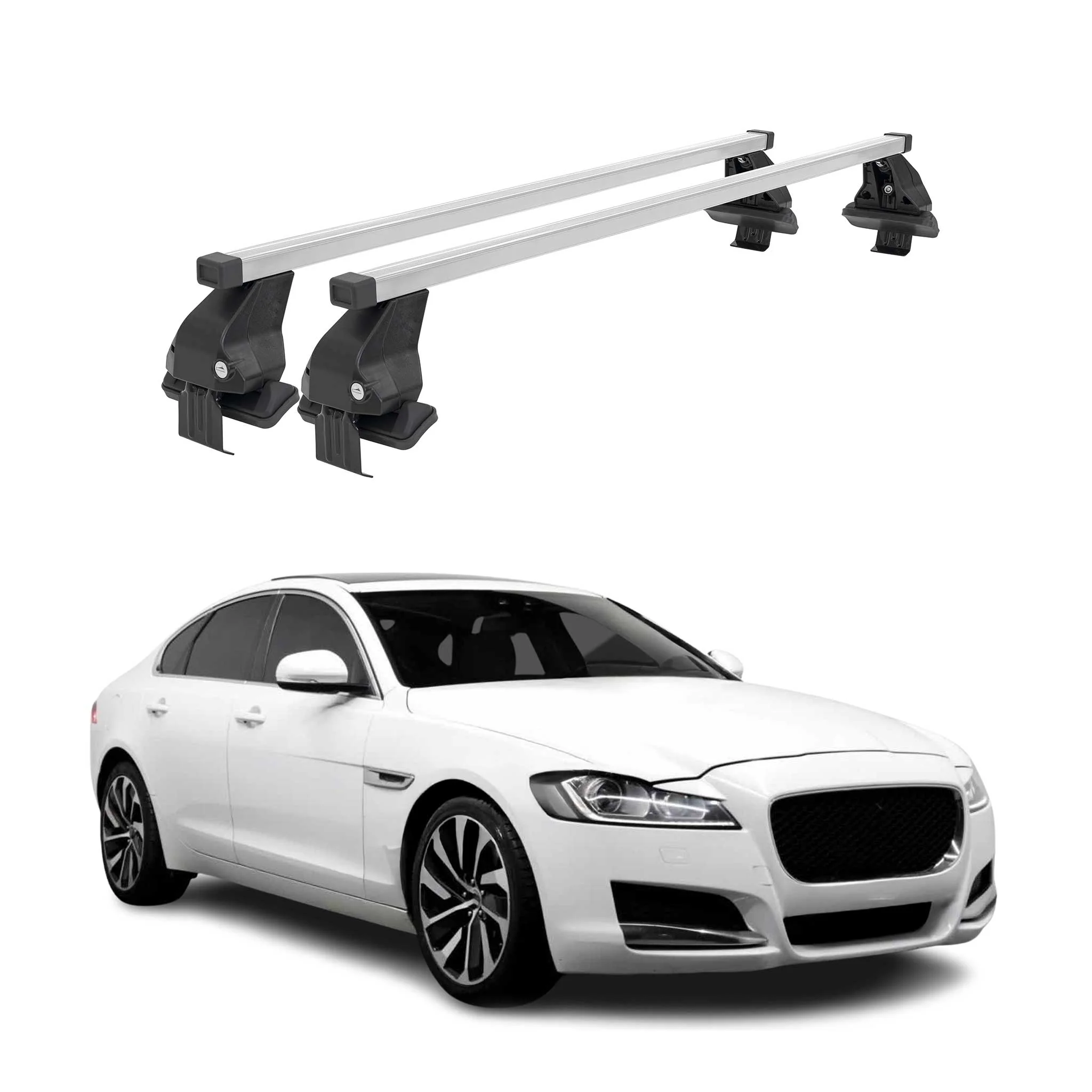 Menabo Dachträger Grundtäger für Jaguar XF X260 2015-2020 50kg Stahl Silber 2x
