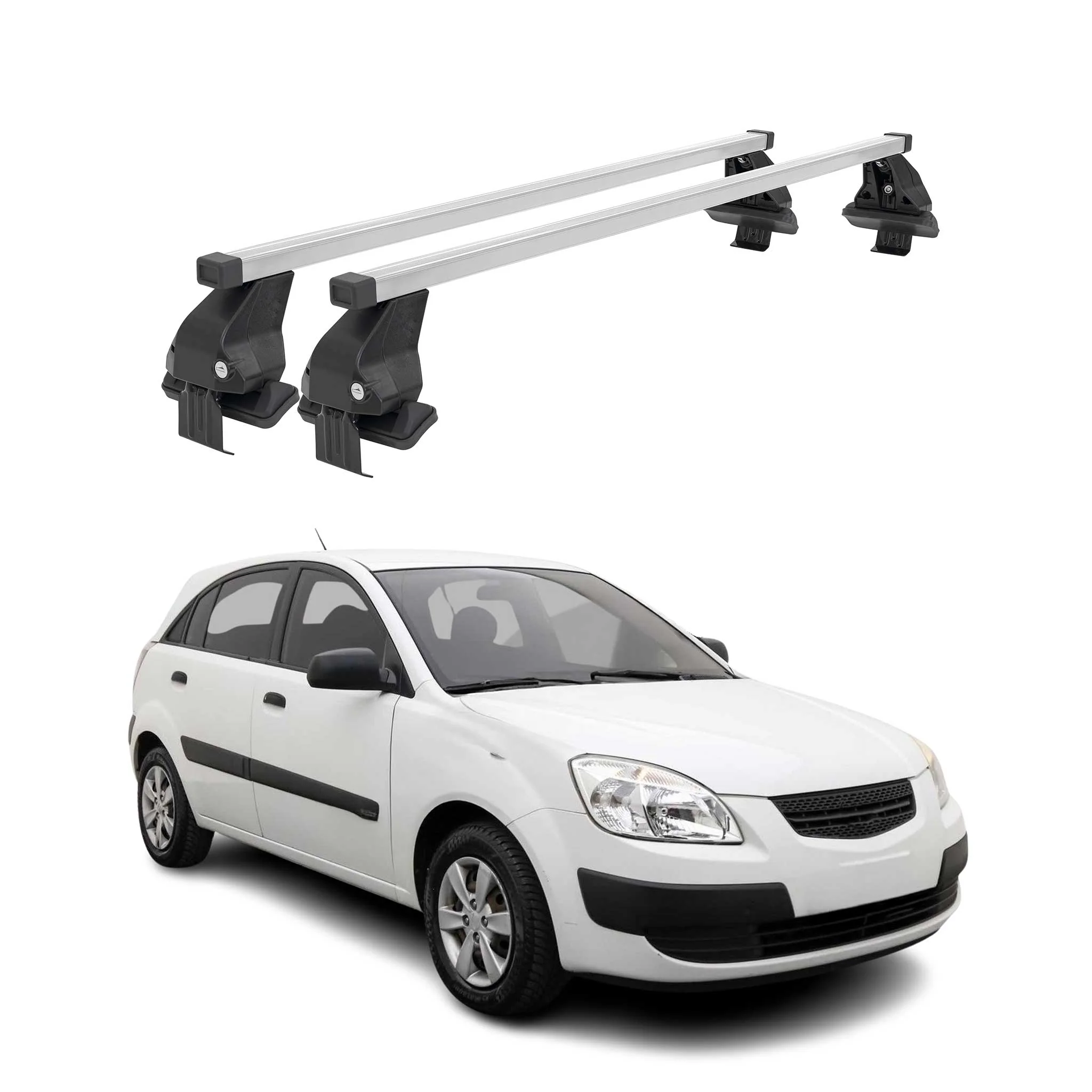 Menabo Dachträger Grundtäger für Kia Rio Schrägheck 2005-2011 50kg Stahl Grau 2x