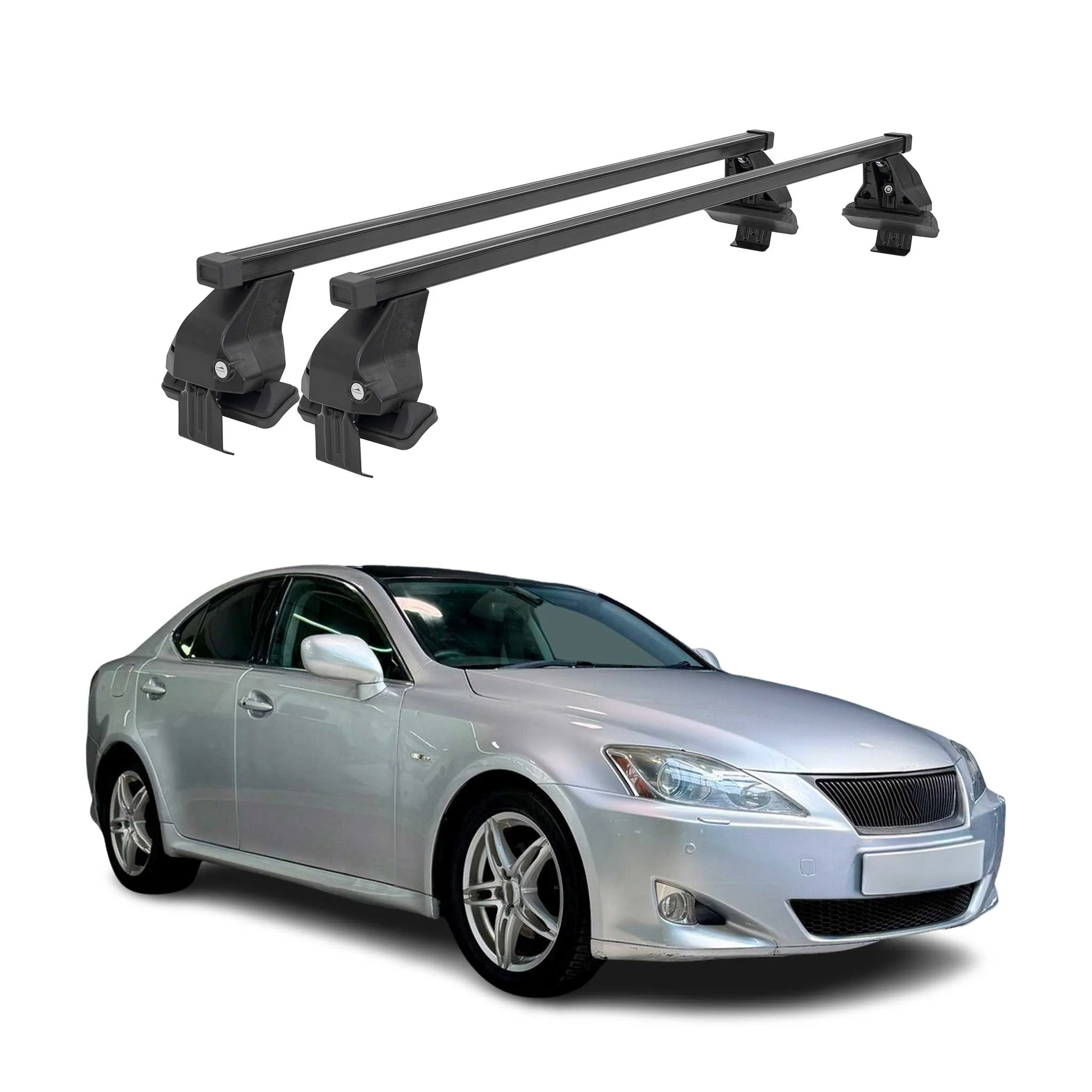 Menabo Dachträger Grundtäger für Lexus IS XE20 2005-2013 50kg Stahl Schwarz 2x
