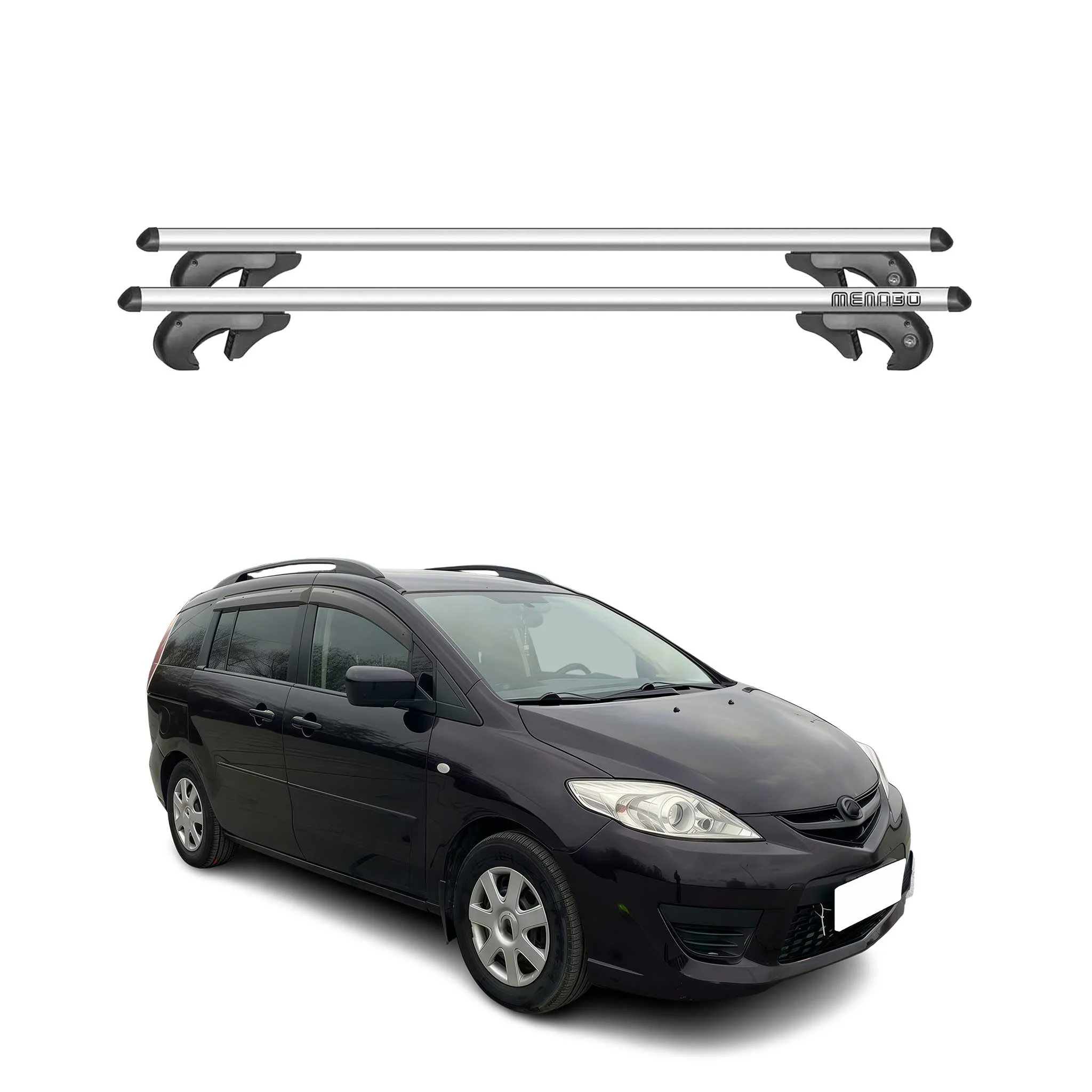 Menabo Dachträger Grundtäger für Mazda 5 2005-2008 90kg Aluminium Silber 2x